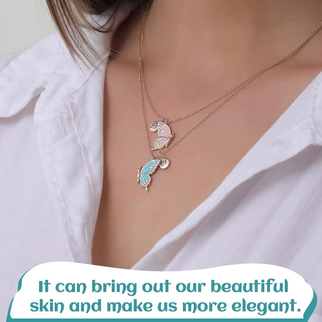 2 Collane dell'Amicizia Set per Donne Ragazze BFF con Ciondolo e 2 Braccialetti, Gioielli Farfalla Personalizzati, Regali per Amici, collana bambina, collana amicizia, amicizia, oro