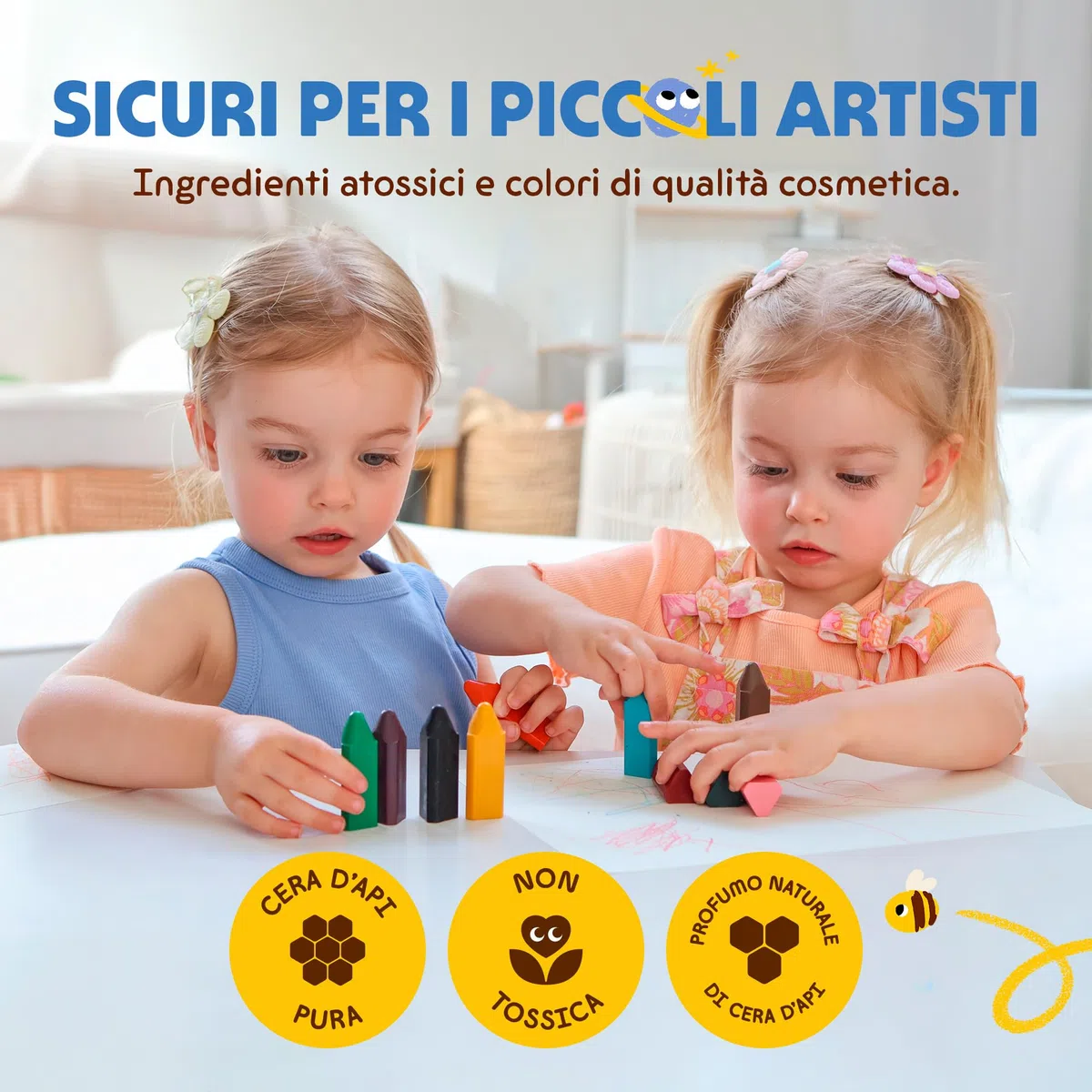 Honeysticks Pastelli a Cera d'Api - Pastelli Triangolari per Bambini Presa Facile - Per Mobilità Mani di Bebè e Bambini - Pastelli Atossici Realizzati a Mano in Nuova Zelanda - Set da 10