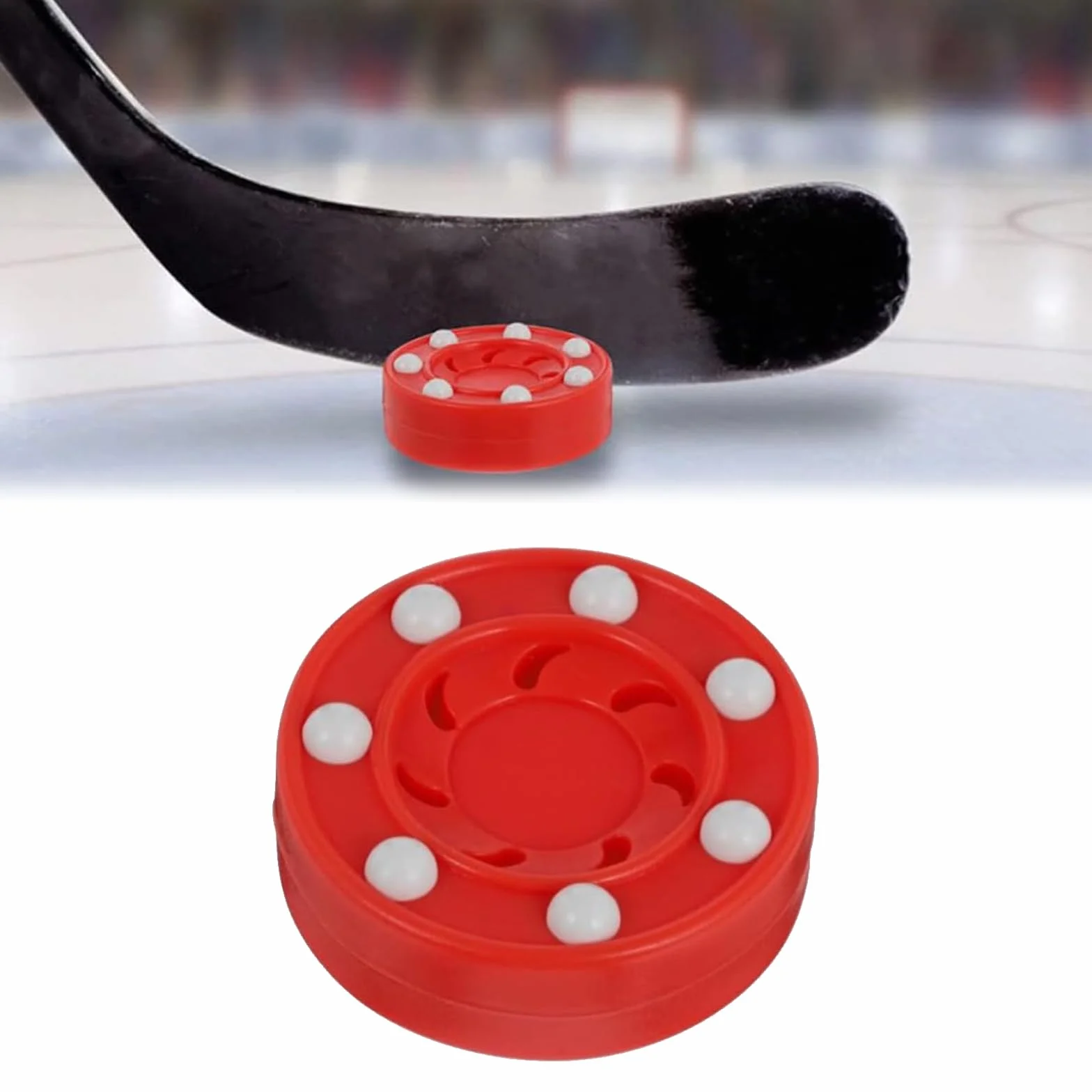 Kiuiom Gioco di Hockey su Rotelle,Interni di Sport Dischi Hockey,Street Hockey Puck Accessori,Hockey Outdoor Inline Hockey,Hockey Puck per Esercitarsi,Rosso