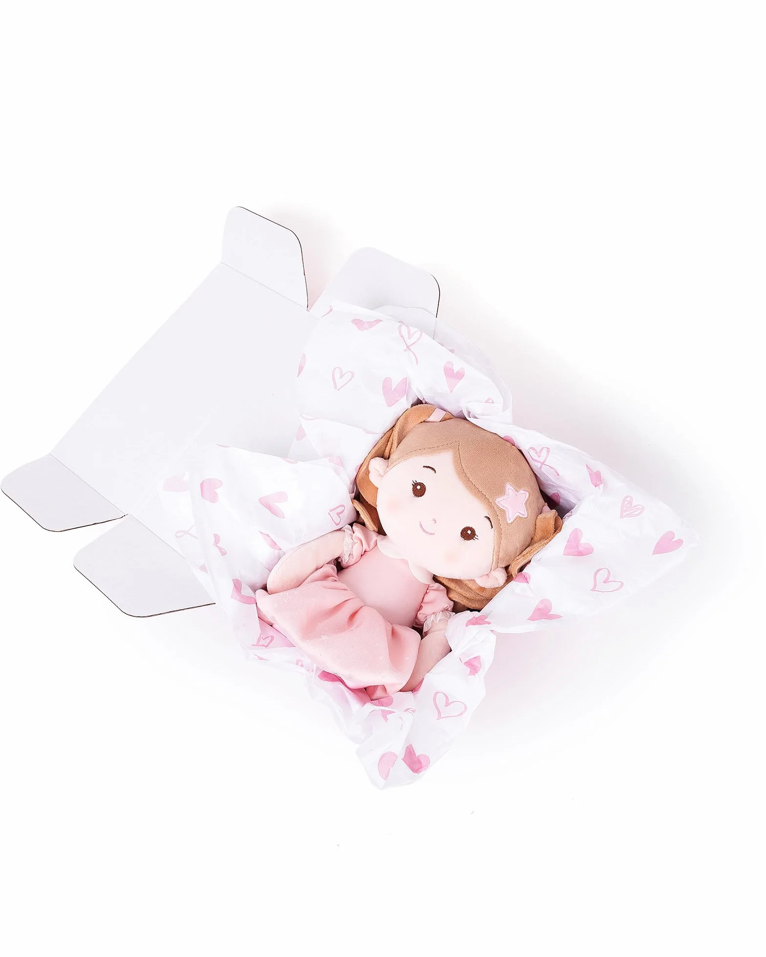 LeyaDoll Bambola morbida(12''), bambola bambina ideale come regalo bambino 1 anno, regalo di battesimo e Natale per bambina e neonati Daydream-Princess-Starlet-Light-Pink