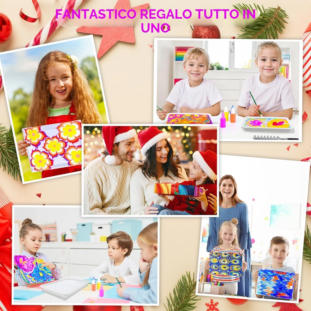 MOMUSE Kit di Pittura per Bambini con 2 Vassoi, Giochi Creativi Bambina 6 anni, Pittura Marmorizzata Pezzi di Legno a Forma di Gatto, Regalo Bambina Bambini 6 8 9 10 12 anni