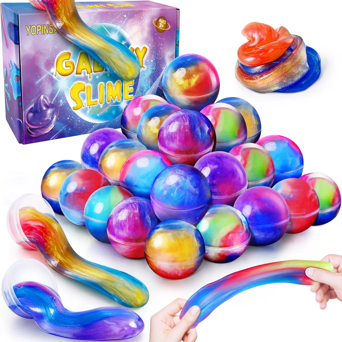 Galaxy Slime Kit, 24 palline di slime per bambini, elastico e non appiccicoso, Jouet pour garçons et Filles de 5 à 12 Ans