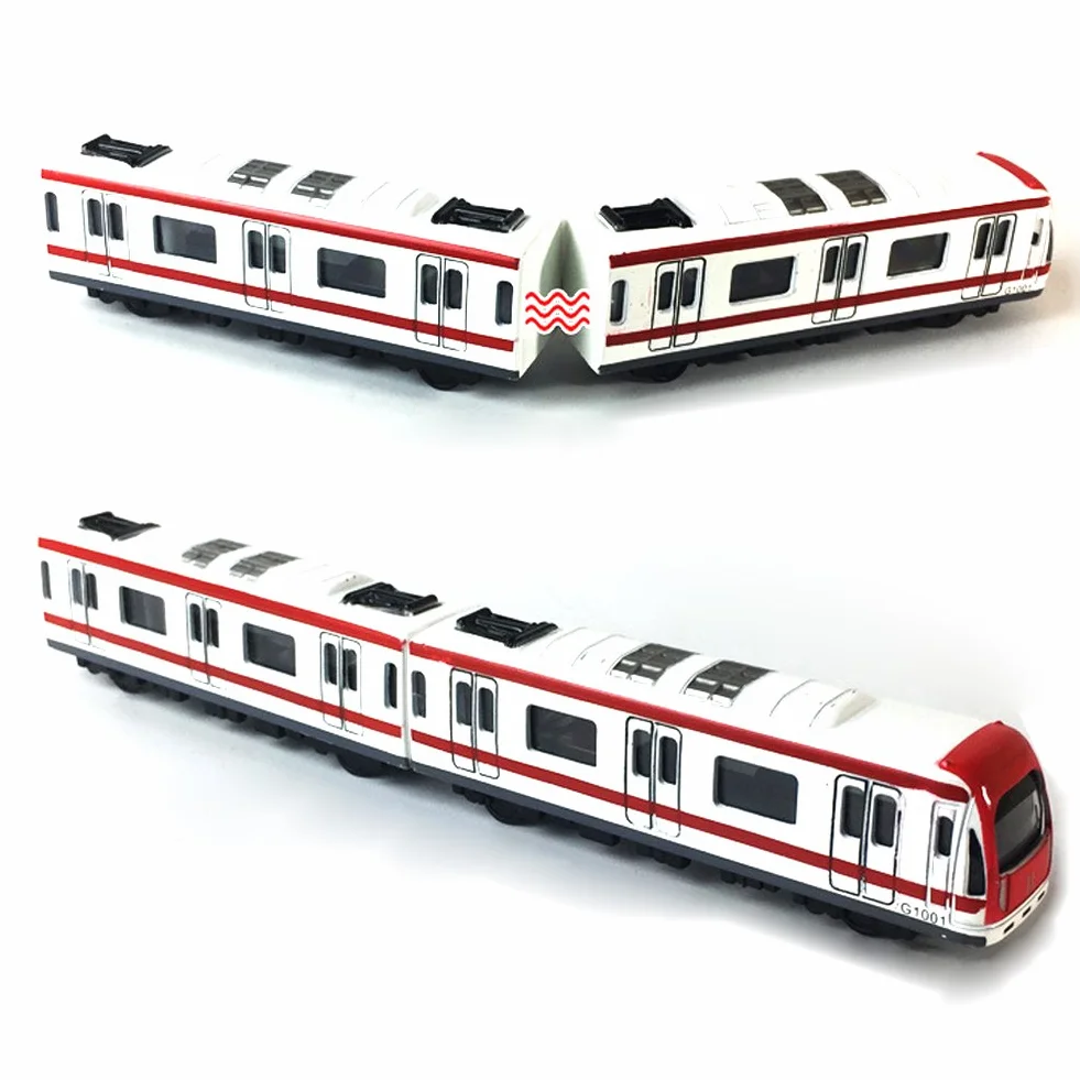 Train Modello, 4pcs giocattolo Car Set lega Ferroviario Treno della metropolitana Modello, 1/64 Scala lega Metropolitana / Model Car ToysPlay, Rosso Bianco