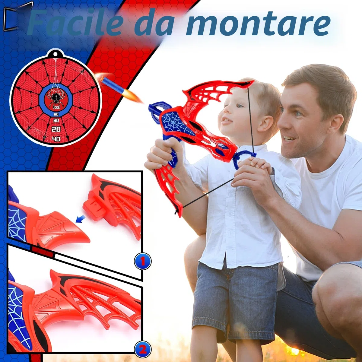 Spider Giocattoli per Bambini 3 4 5 6 7 8 Anni Ragno Freccia e Arco Giocattoli 3-7 Anni Ragazzo Regalo 3-8 Anni Spider Giochi all'aperto per Bambini 3-8 Anni Giochi Bambini Regali Pasqua