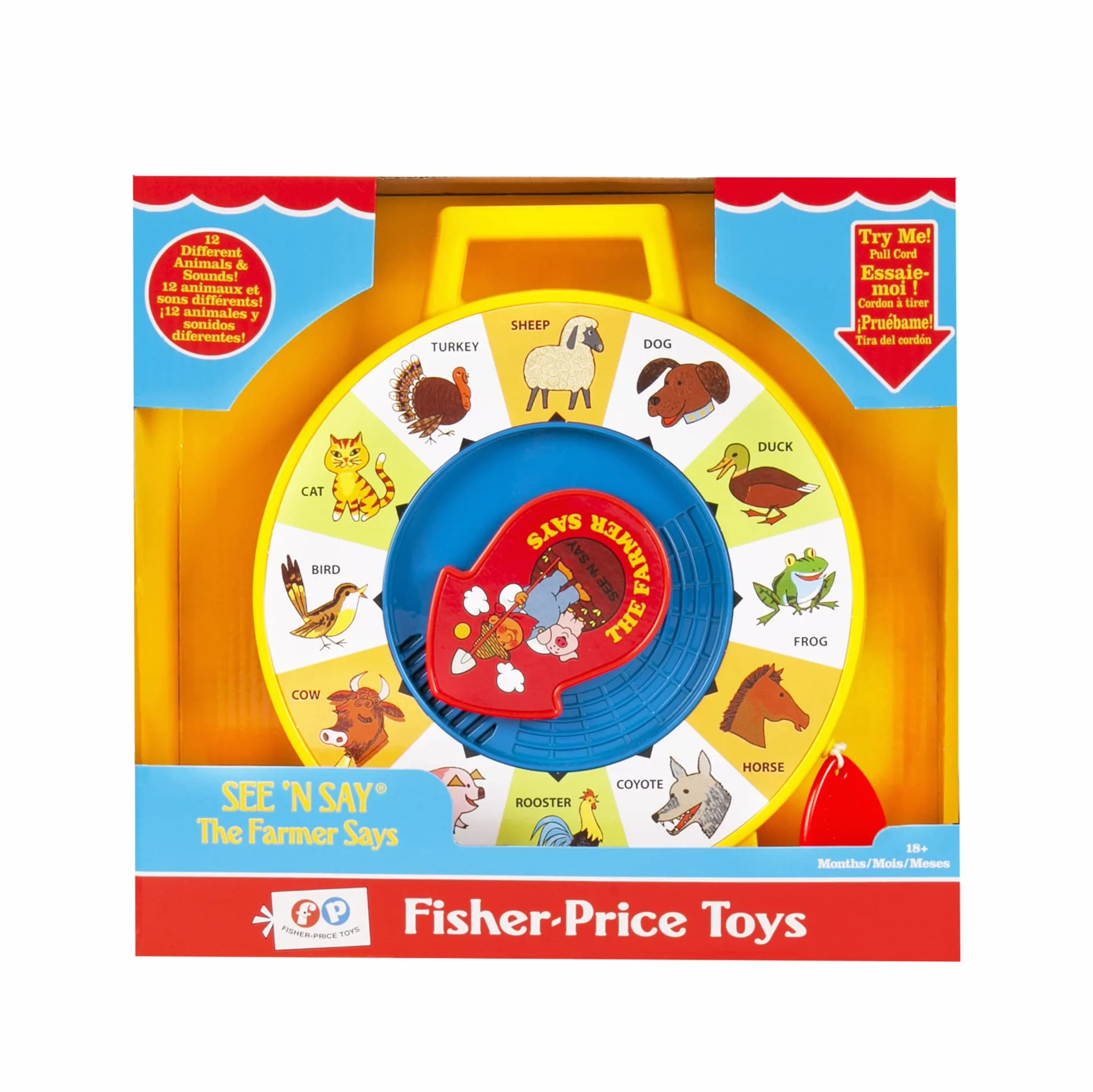 Giocattolo - See 'n Say Farmer Says, Classici Fisher Price, Basic Fun, 2070, giocattolo per bebè educativo e interattivo, adatto a bambini e bambine dai 18 mesi+ [Edizione in Inglese]