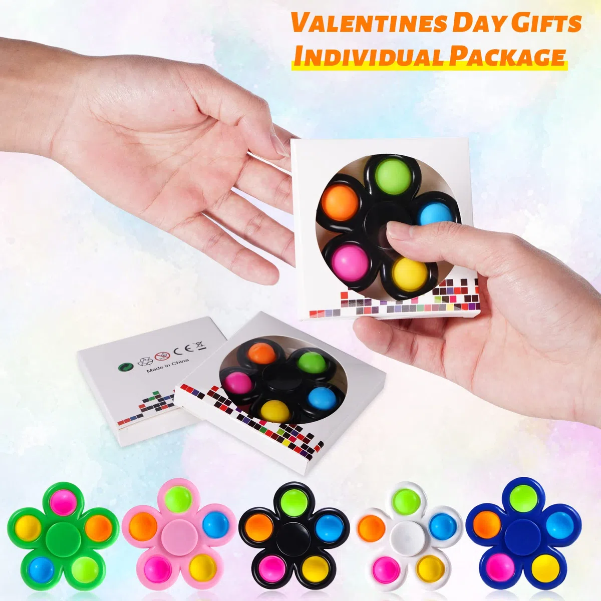 SCIONE 10 Confezioni Fidget Spinners Push Bubble Semplice Giocattolo per Bambini e Adulti, Pop Party Favors Goodie Bag Stuffers Set Giocattoli Sensoriali Fidget ADHD Anti-stress