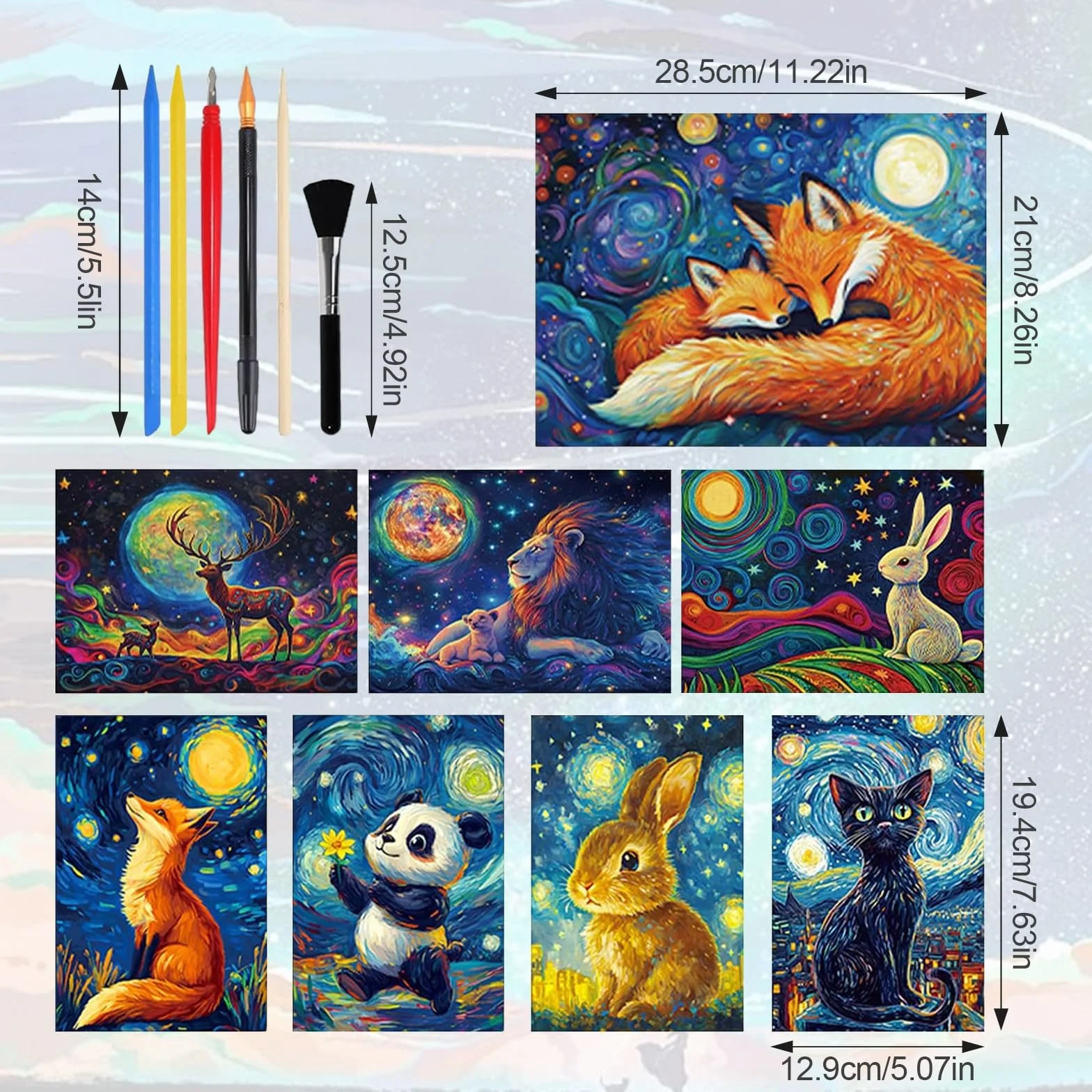 8 Carte A Gratter - Scrath Card - Scratchboard Art - ActivitéS Très CréAtives Et Amusantes pour DéCorer Votre Chambre, Salon, Salle à Manger, éTude Ou Bureau