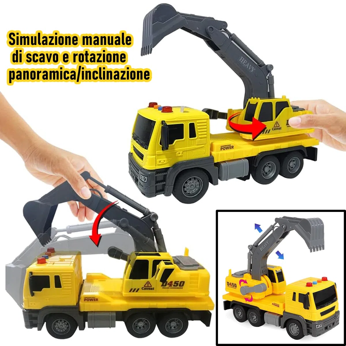 Scala 1:16 Escavatore, Escavatori Grande camion Giocattolo con Luci e Suoni Funzione, Veicoli da cantiere Giocattolo Regalo per Bambini 3 4 5 6 Anni