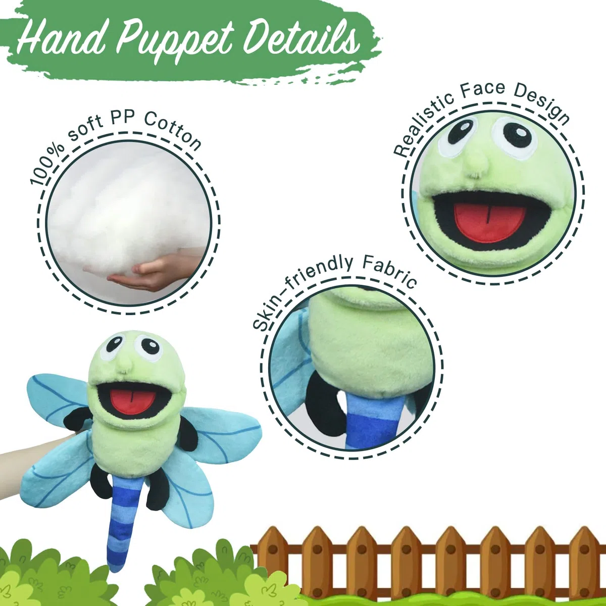 lilizzhoumax burattino di mano di libellula Simulazione Animale libellula Peluche gioco di ruolo giocattoli interattivi per la prima educazione dei bambini decorazione della casa animali dello insetto