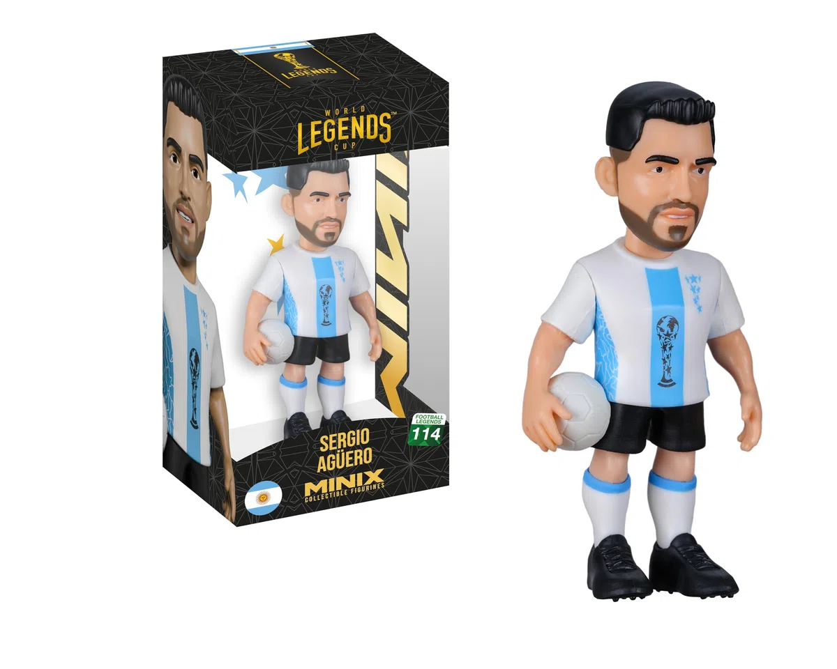 MINIX - Football Legends - Coppa del Mondo delle Leggende #114 - Argentina - Agüero - Personaggio da collezione 12 cm