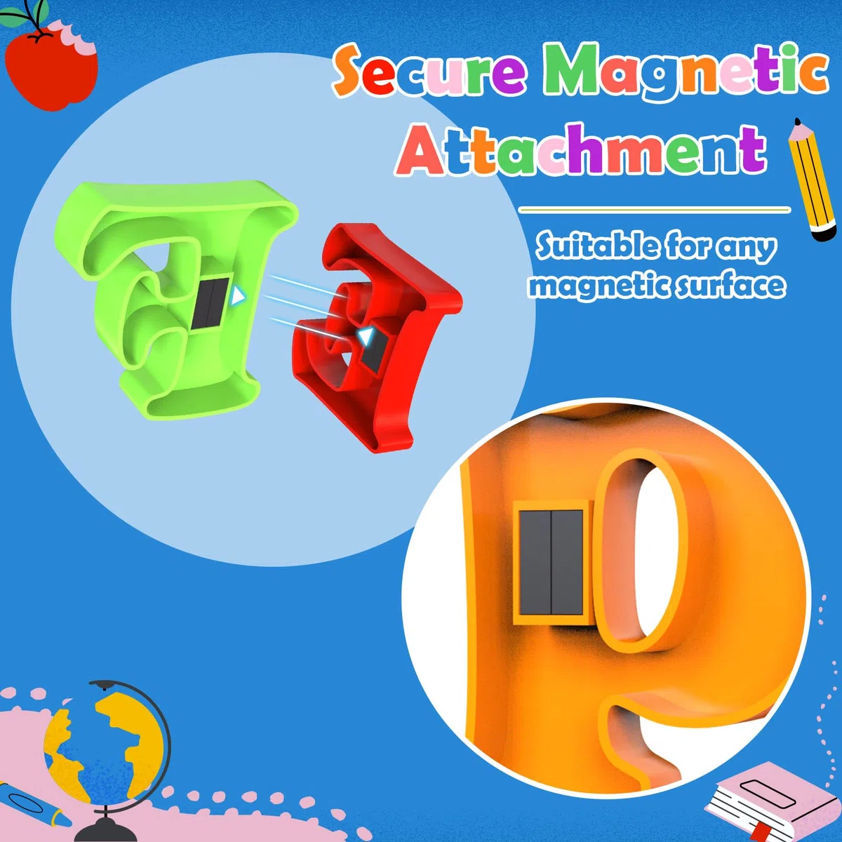 BunnyJOY Lettere Magnetiche Numeri per Bambini, 160PCS Alfabeto Magnete Frigorifero per Bambini, Giocattoli Educativi Prescolari, Ortografia e Conteggio Set di Apprendimento