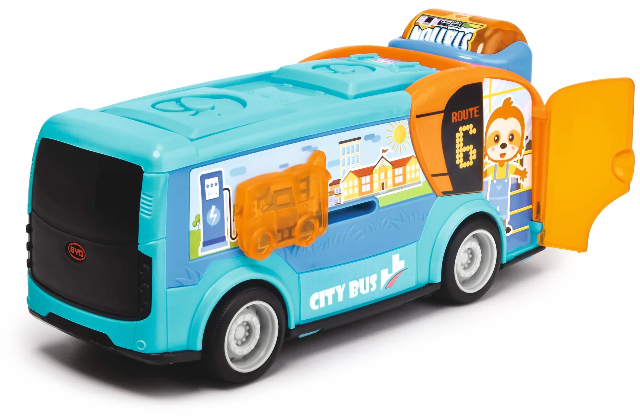 Dickie- ABC BYD City Bus, 204113000, +12 mesi, cm 22, porte a ribalta, sonaglio e funzionamento a ruota libera