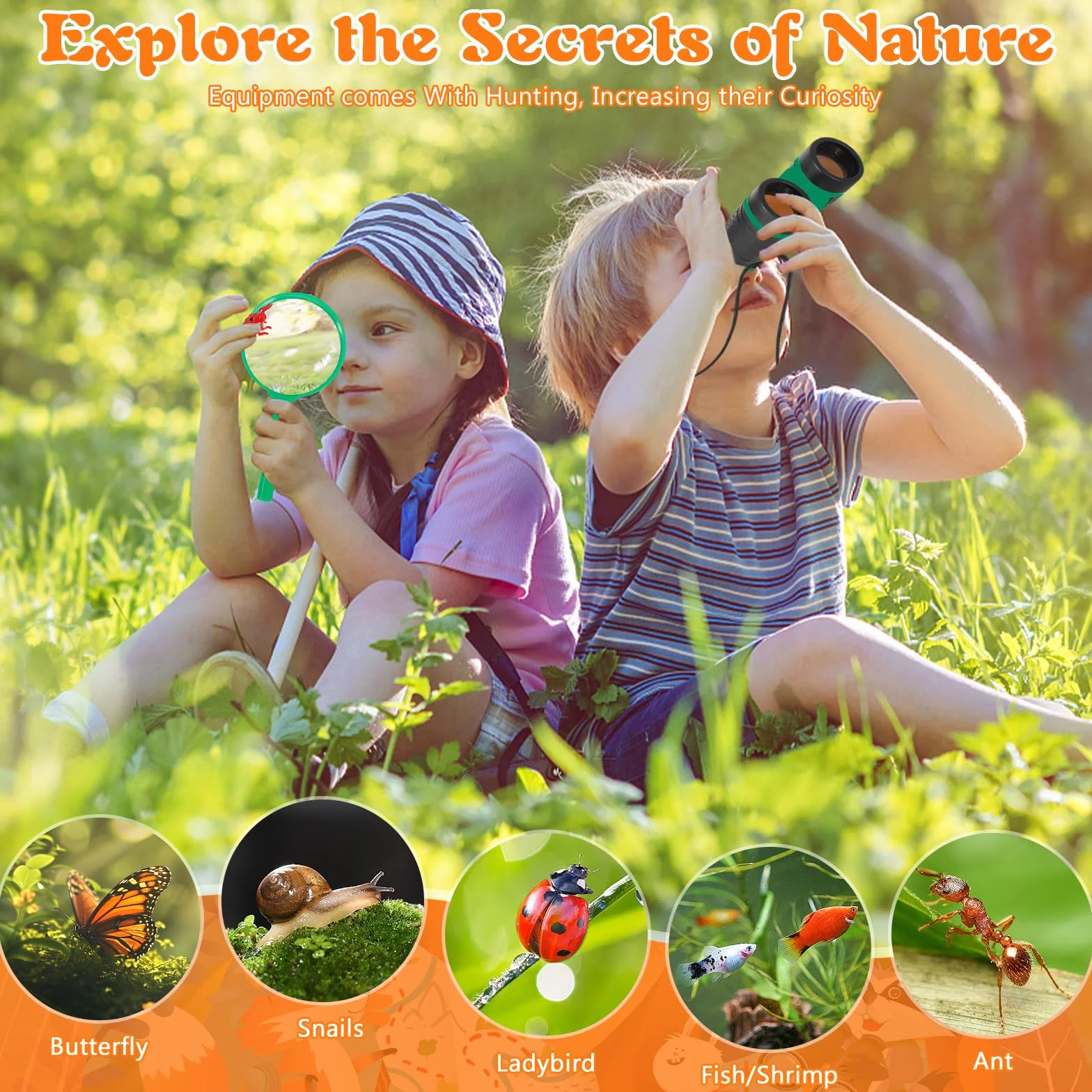 21 Pezzi Set da Esploratore per Bambini,con Gilet,Cappelli, binocolo,Bussola,Lente d'Ingrandimento e Altro,Fantastico Regalo per l'esplorazione della Natura e l'avventura per i Bambini.