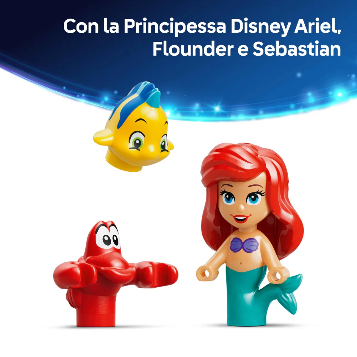 LEGO | Disney Princess Il Magico Mini-Palazzo di Ariel - Castello Giocattolo della Sirenetta con Micro-Bambolina e Figure di Sebastian e Flounder - Regalo per Bambine da 5 Anni in su - 43285