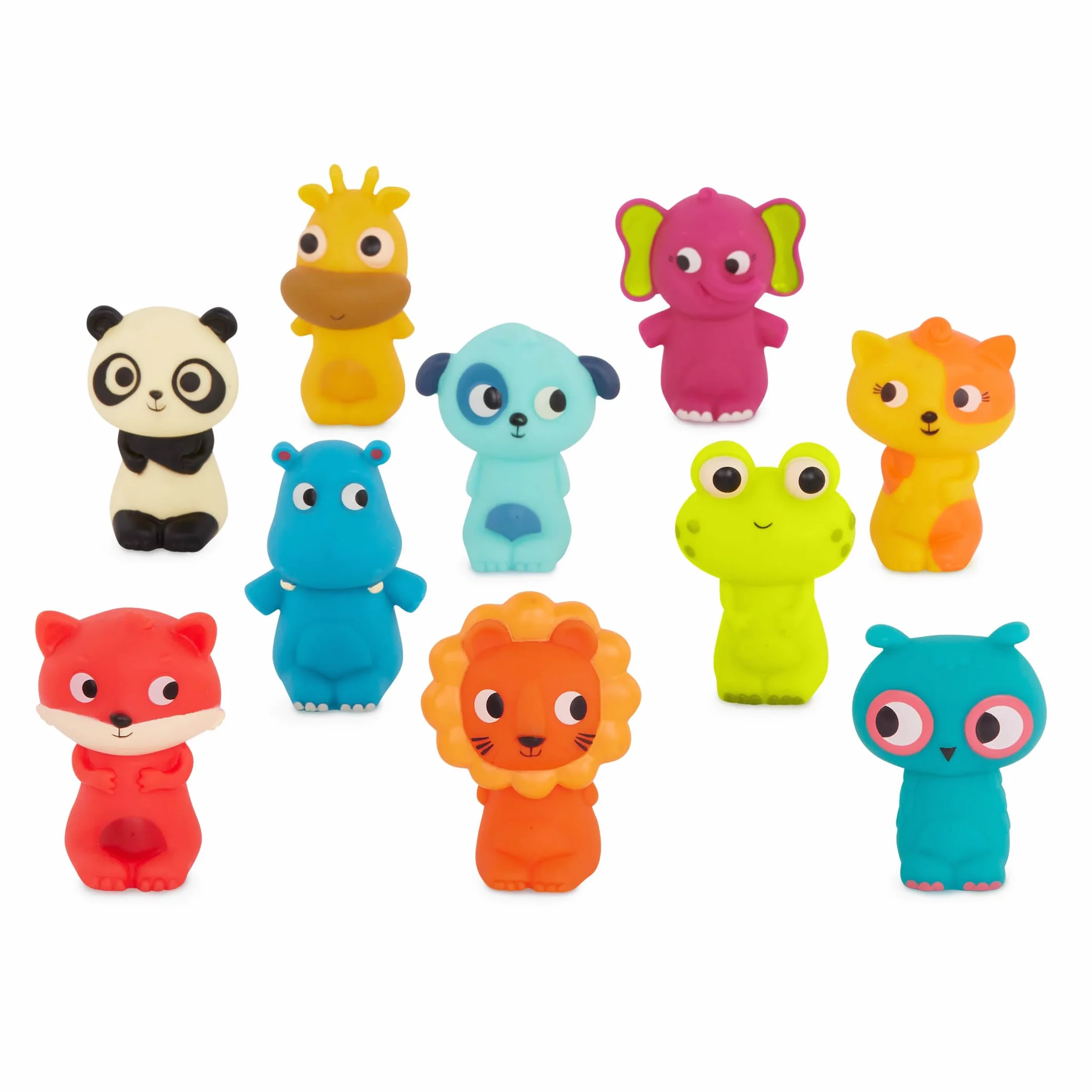 B. toys - Equipaggio di Pinky Pals - 10 marionette da dito - Pupazzi da dito con animali - Volpe, Panda, Ippopotamo, Giraffa, Cane - Leone, Gatto, Rana, Elefante, Gufo - 10 mesi +