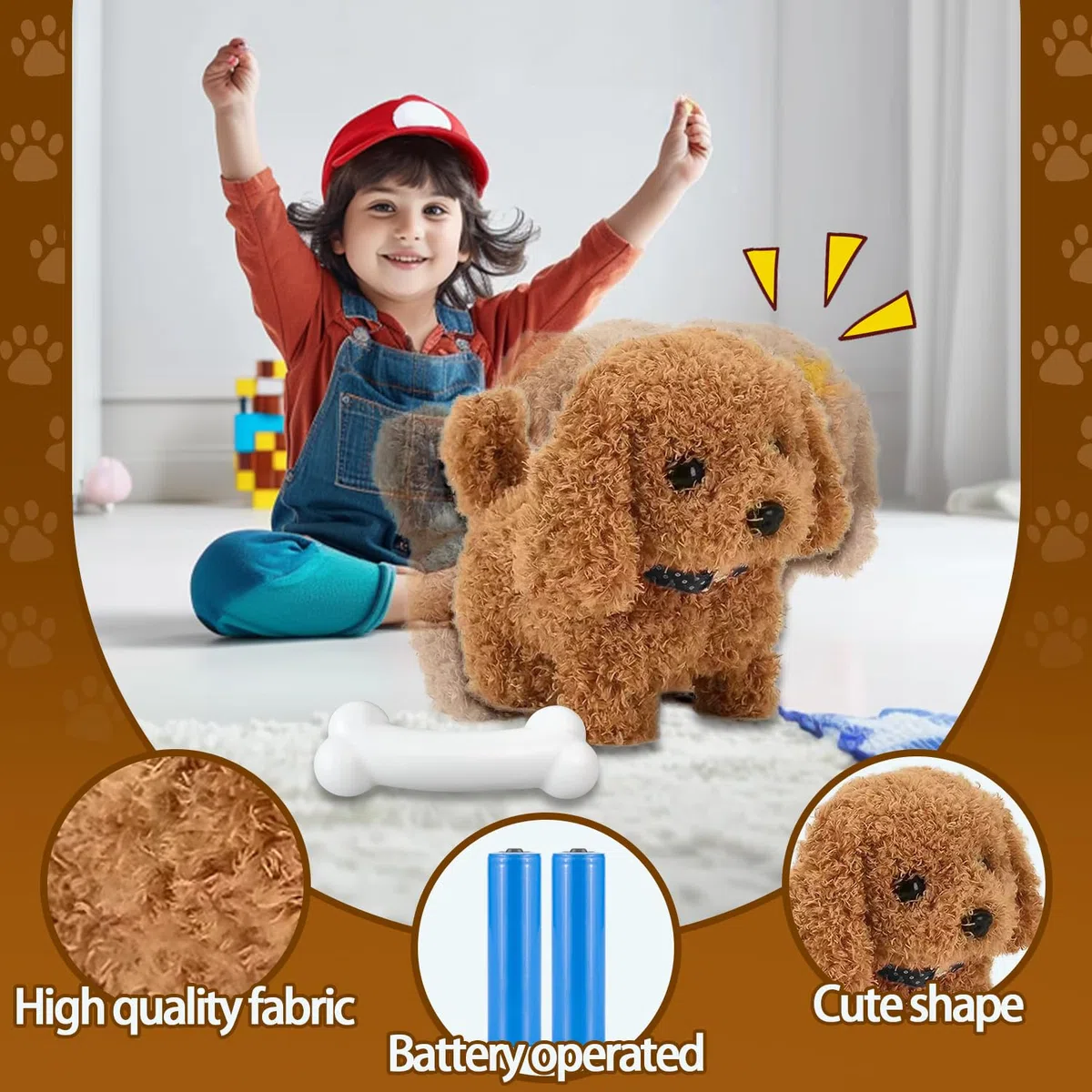 Cane giocattolo che cammina e abbaia, Peluche Cane Interattivo Giocattolo, Cane Elettronico per Animali per Bambini, Realistici Cane Robot Giocattolo, Regali Giocattoli per Bambini di 1-13 Anni