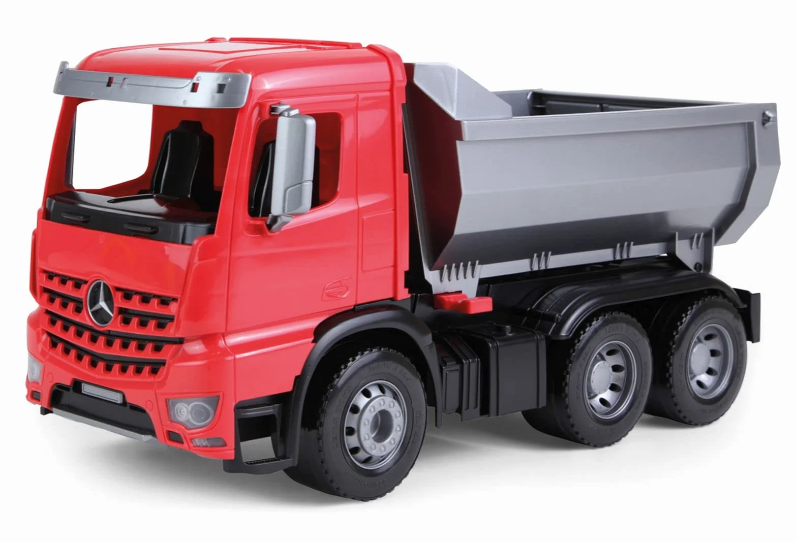 LENA - Worxx Mercedes Benz Arocs Ribaltabile Veicolo Giocattolo per 3+ Anni Bambini, Rosso/Grigio