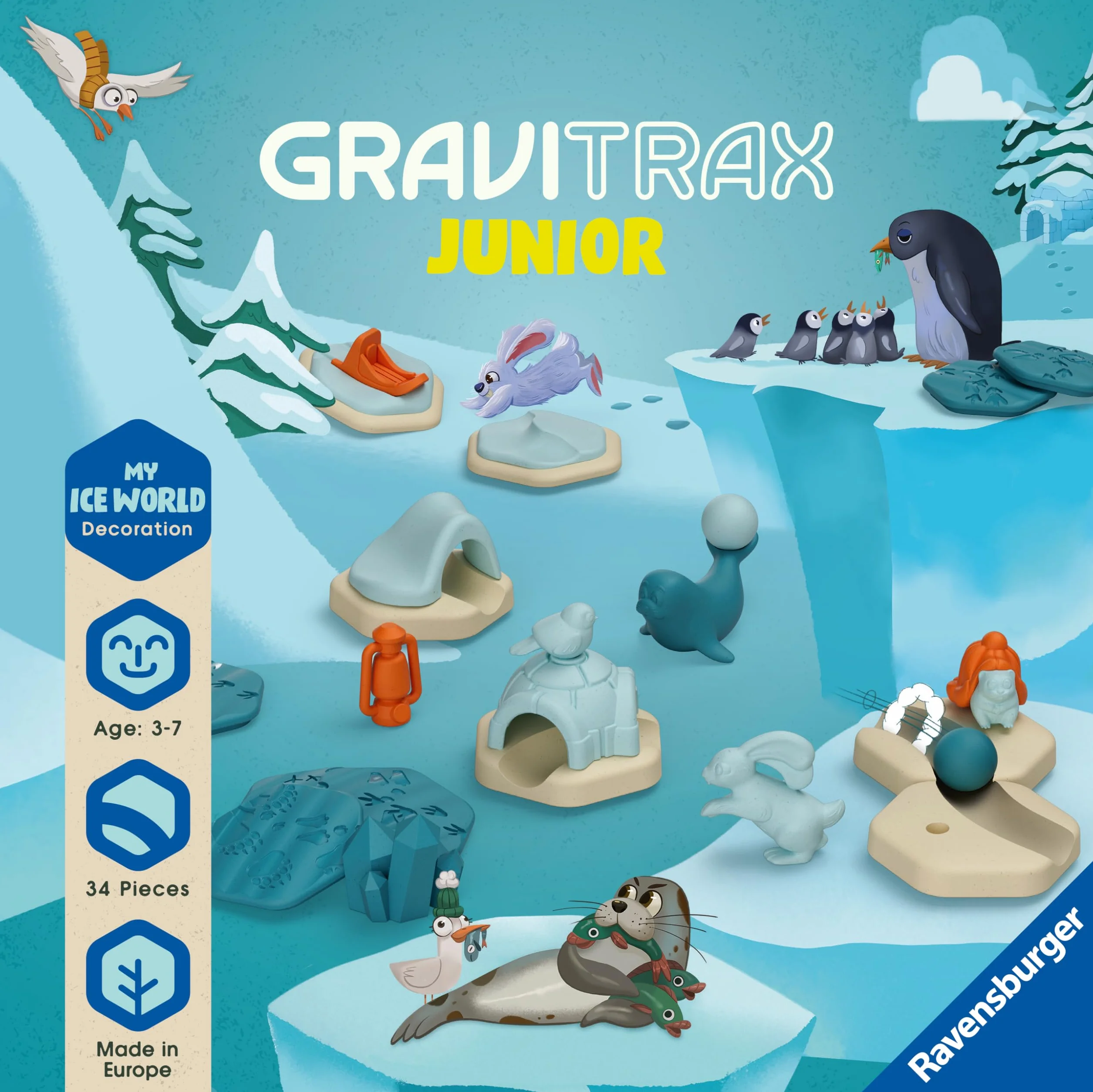 Ravensburger GraviTrax Junior Extension Ice 23748 - Pista per Marmi principalmente con materie Prime rinnovabili con temi, Giocattoli educativi e Giocattoli da Costruzione per Ragazzi e Ragazze dai 3