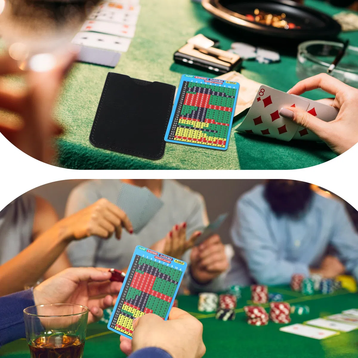Blulu Metal Blackjack Basic Strategy Card con PU Custodia Protettiva Blackjack In Acciaio Inox Strategia di Base per Casinò Blackjack Tavolo Set