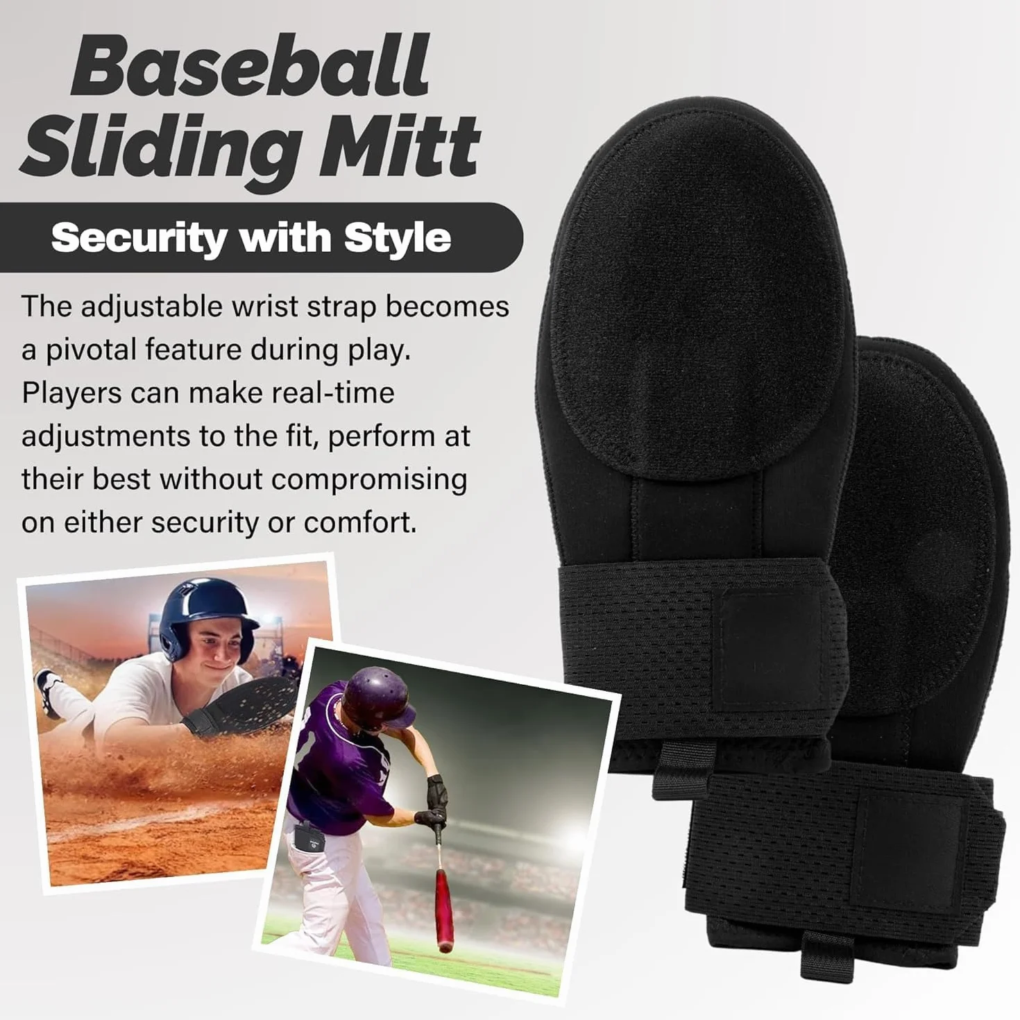 Guanto scorrevole da baseball universale per mano destra o sinistra guanto scorrevole da baseball guanto scorrevole per giovani e adulti, in neoprene, cinturino di compressione regolabile per polso