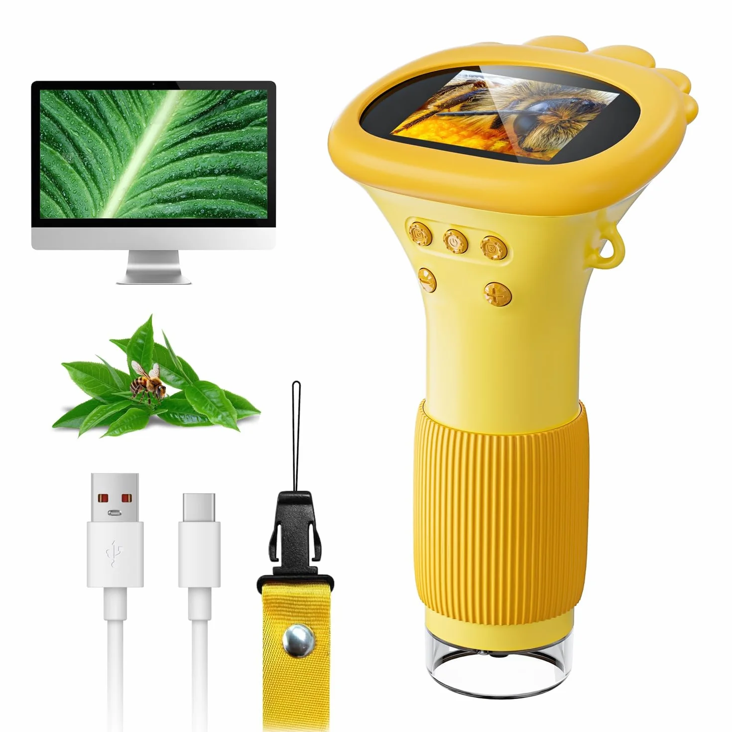 Microscopio per Bambini, SGAINUL Microscopio Digitale da 2.0‘’ Microscope Elettronico Portatile 1000X con 8 luci LED Regolabili, Adatto come regalo di Natale, Compleanno o Capodannodai 3 agli 8 anni
