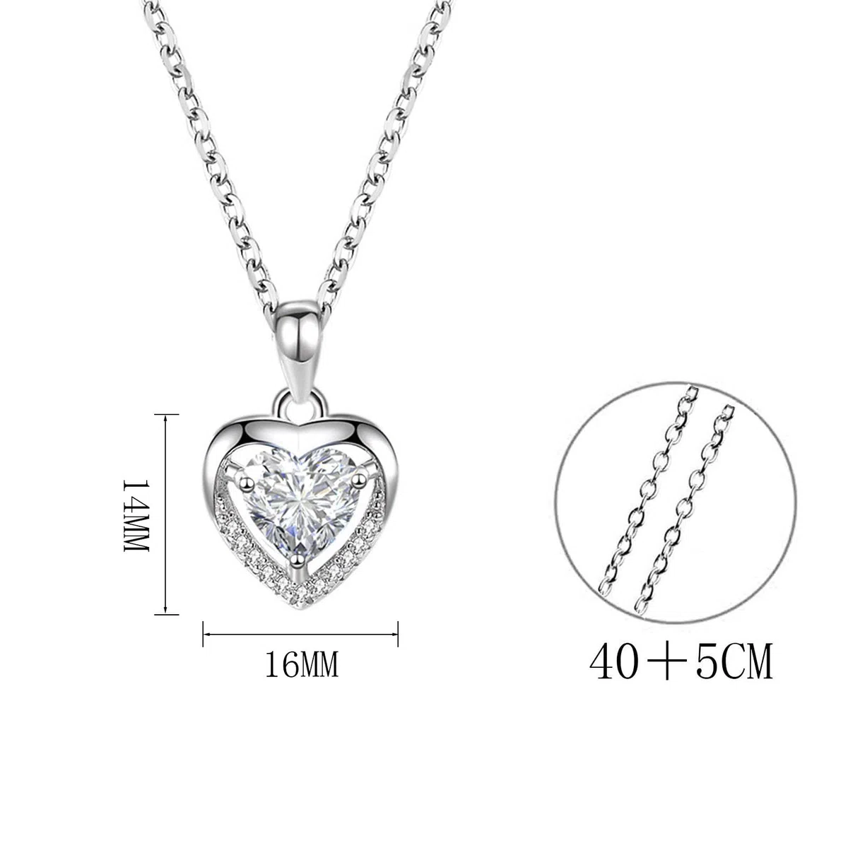 Collana Argento 925 per Donna e Bambina - Ciondolo Cuore con Zirconia Cubica - Gioiello Elegante per Ragazza