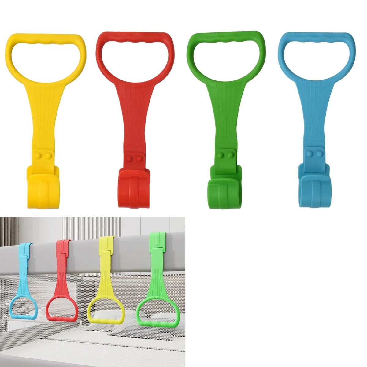 4 Anelli per Box Bambini, Bambino Anelli Multicolore per Tirare Su, Maniglie per Recinto Bambini, Anelli a Mano per Culla, Anelli da Appendere per Lettino, Aiuta il Bambino a Imparare a Stare in Piedi