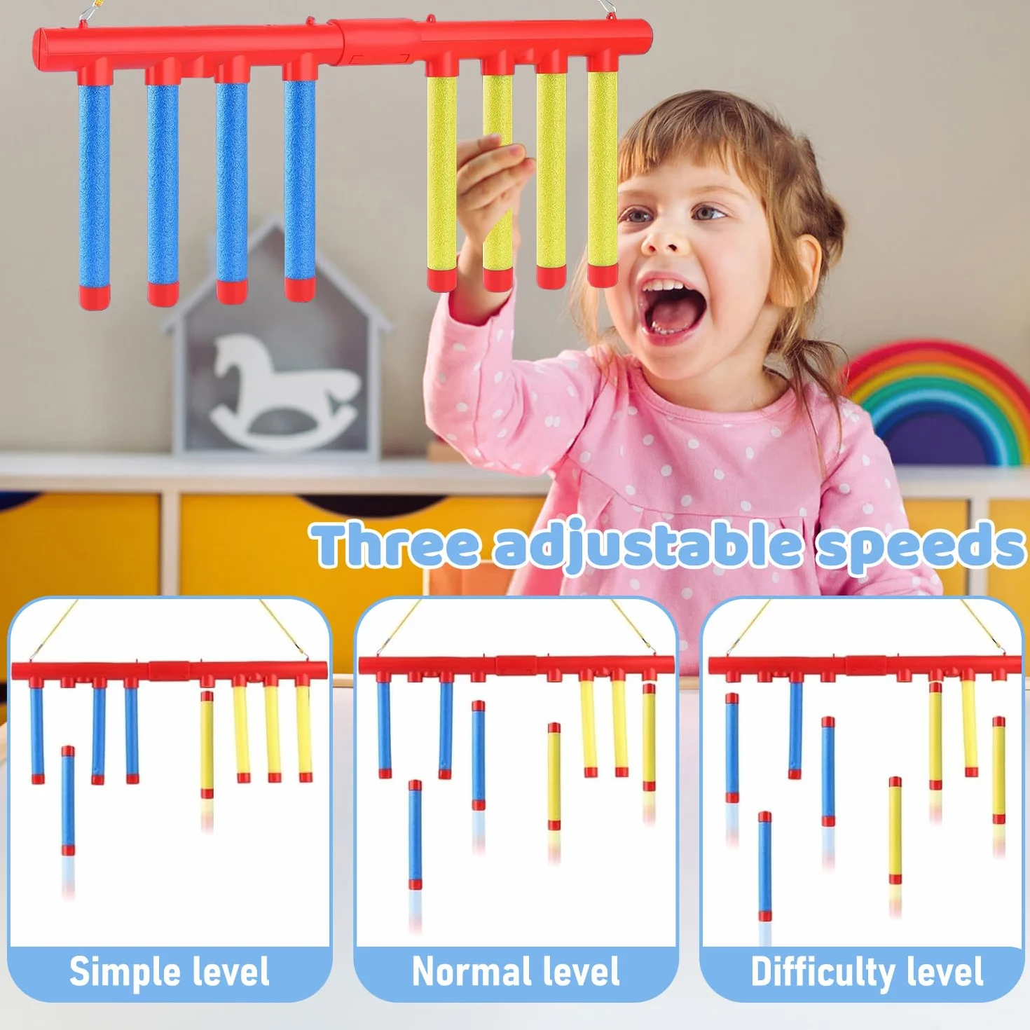 Catching Sticks Game, 2026 Divertenti Gioco Riflessi Bastoncini, Giochi di Cattura di Bastoni, 3 Falling Speeds Adjustable, Reaction Training Toy, Gioco Di Reazione Catch Sticks, per Bambini Adulti