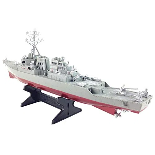 Distruttore Missilistico Guidato Modello di Nave Giocattoli Statici con Banco di Mostra Modello di Nave da Guerra Giocattoli Educativi DIY Hobby Regalo per Bambini