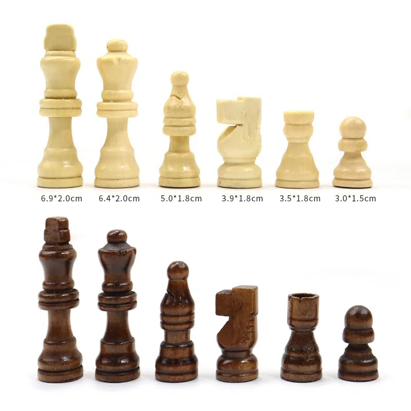 SET 32 PEDINE SCACCHI IN LEGNO - BIANCHE E NERE, ALTEZZA 2.5" | PERFETTE PER ADULTI E BAMBINI
