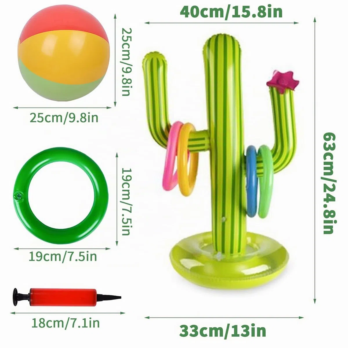 Set Giocattoli Gonfiabili Piscina, Cactus Gonfiabile per Le Feste Estive, Divertimento in Acqua , per Bambini, Adulti