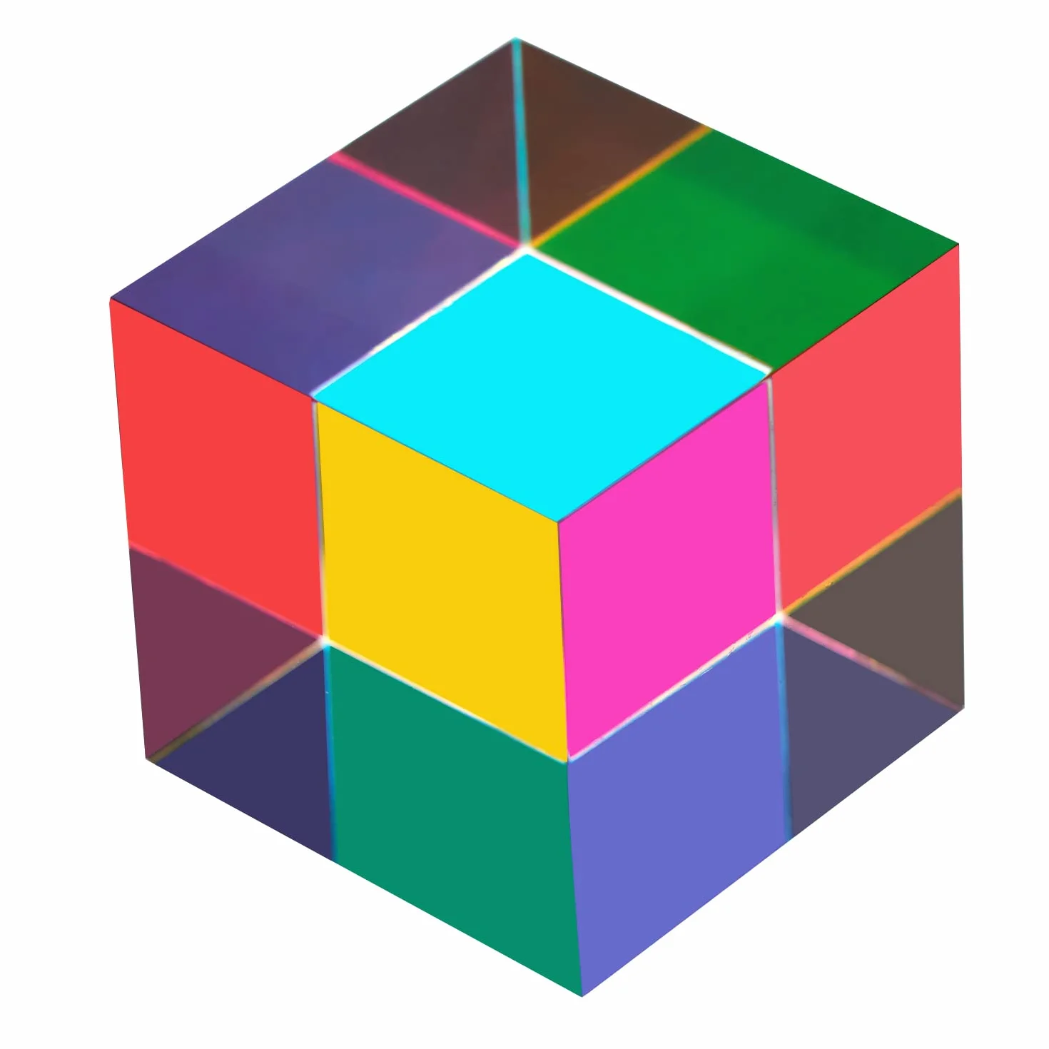 CMY Mixing Color Cube, Prisma cubo Acrilico da 60 mm (2.36 Pollici), CMYcube per Arredamento casa o Ufficio, Giocattoli STEM/Steam, cubo per l'apprendimento della Scienza…