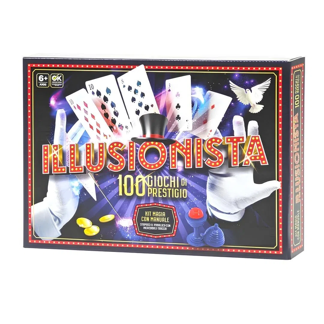 Giochi di Magia Magic Show Gioco di Magia Bambini 100 Trucchi da Illusionista Facili da Imparare Prestigiatore Giochi di Prestigio con Bacchetta Magica Istruzioni Truchi Magici Mago