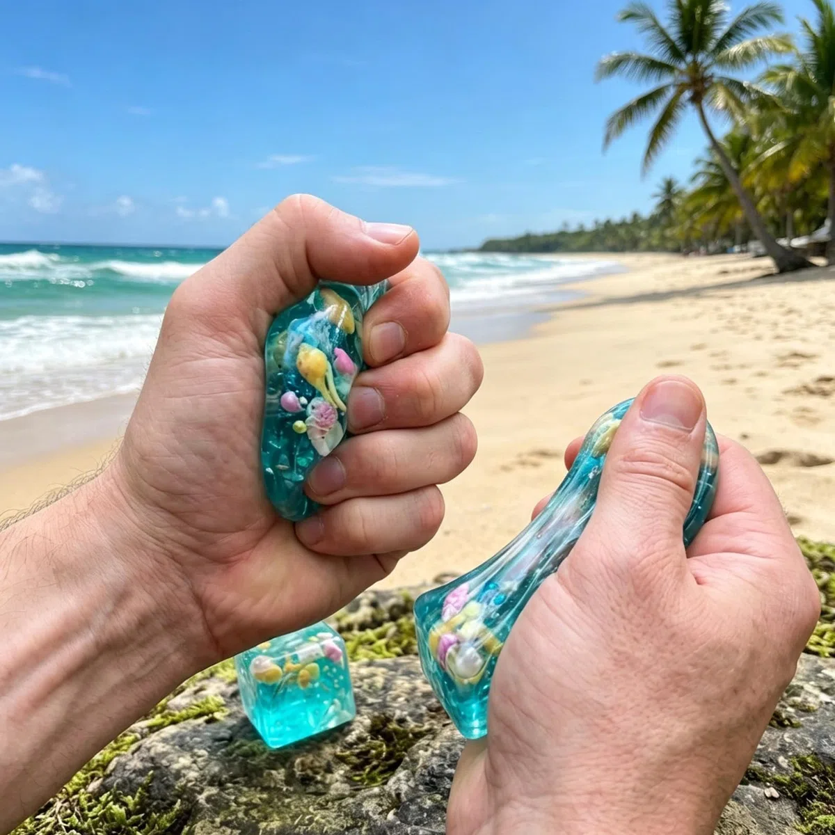 2 cubetti di ghiaccio Squishy, bel cubo per messa a fuoco, conchiglia in riva al mare per adulti, supporto per la concentrazione di scrivania e aula
