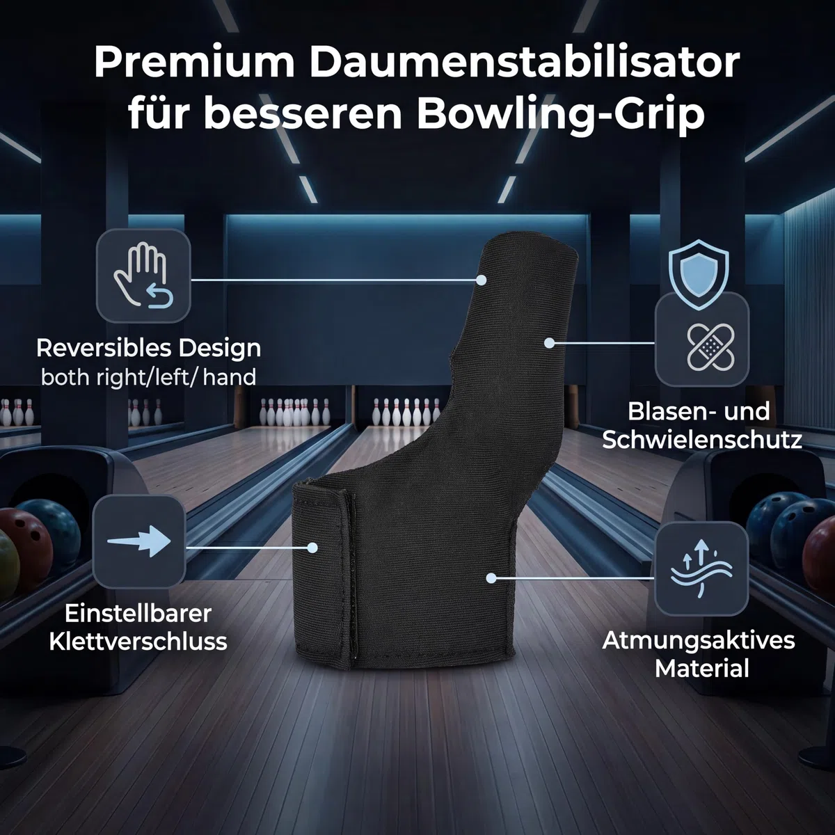 Alomejor da Bowling Bowling Thumb Saver Protezione Guanto Sinistro Destro Guanto di Velocità per Bowling Ball Sport(Nero)