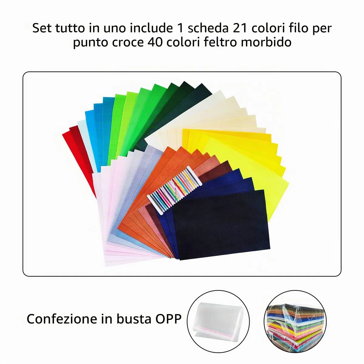 Feltro Artigianale, Foglio di Feltro 40 colori, Tessuti per Cucire, Panno in Tessuti per Decorazioni Fai da Te e Progetti per Feste per Bambini (20x30cm)