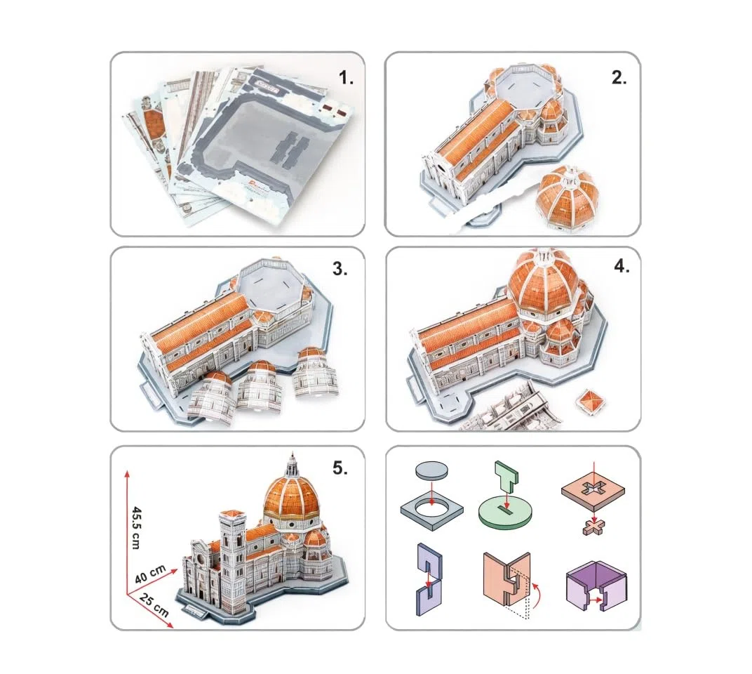 Generico Kit 3D Cattedrale di Santa Maria del Fiore Firenze - Modello Architettonico in Foam, 123 Pezzi, 40 x 25 x 26,5 cm
