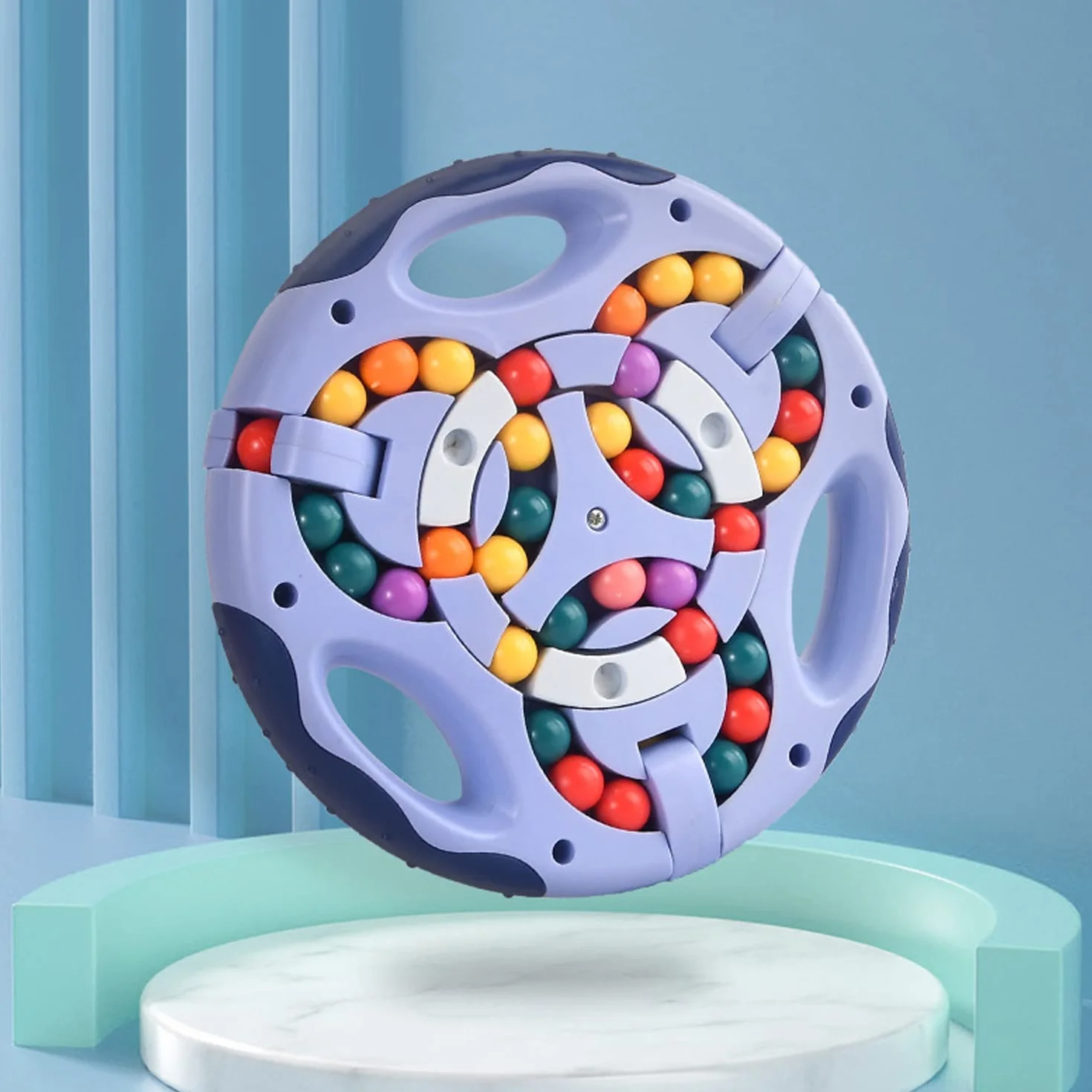 GERUI Giochi di intelligenza rotanti, IQ Game Magic Bean Rotating Cube Giocattoli di decompressione puzzle per bambini adolescenti adulti – più recenti giocattoli di sollievo dell'ansia (blu)