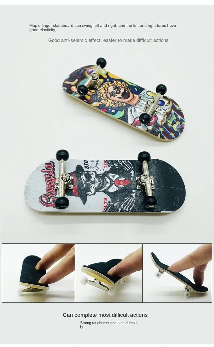 34mm Fingerboards Pro Completo Professionale Tastiera In Legno Mini Skateboard 5 PLY con Ruote Cuscinetto