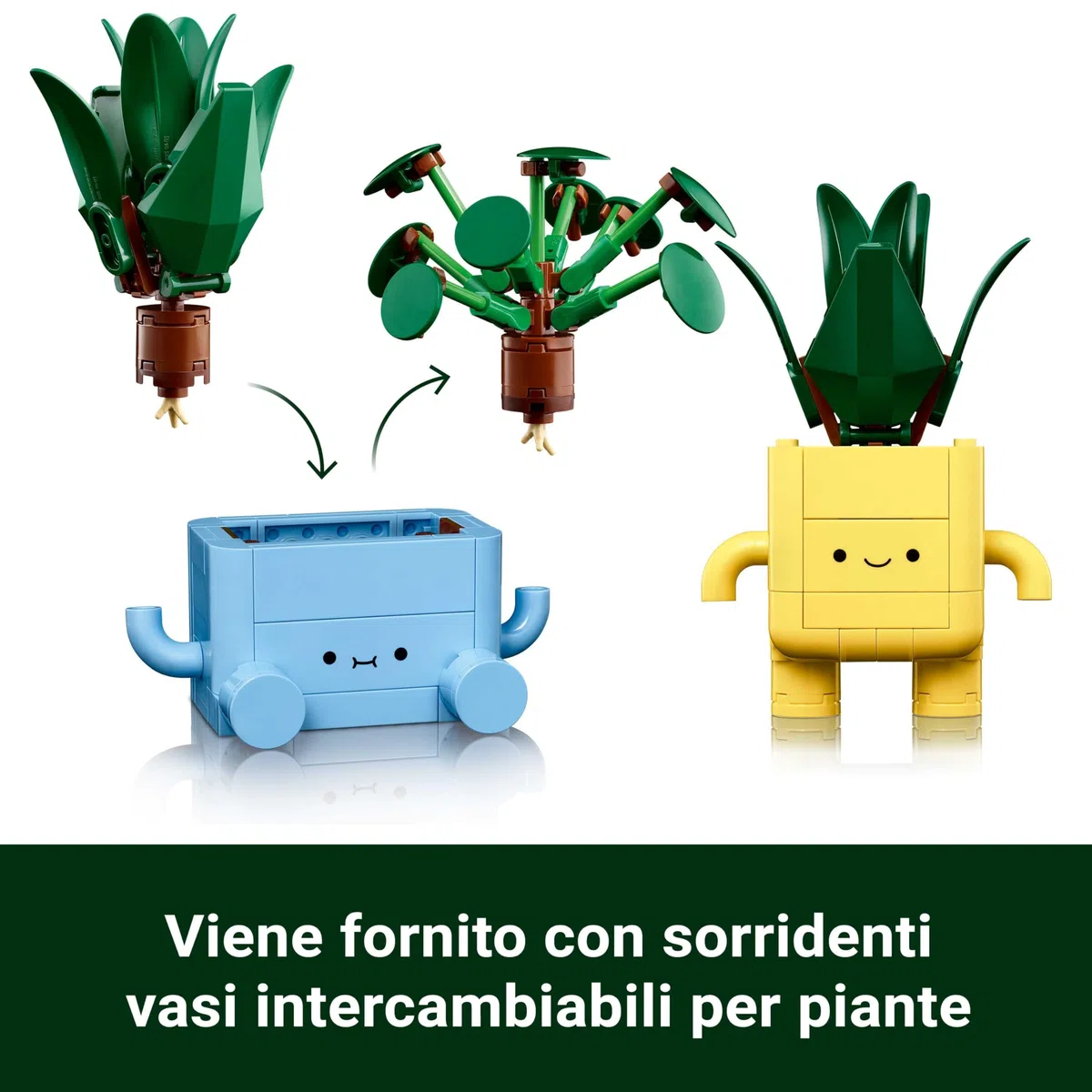 LEGO Botanicals Piantine Felici Giocattolo - Kit di Arti e Mestieri per Bambine con 2 Piante Artificiali, 2 Vasi di Fiori e Facce Intercambiabili - Regali per Ragazze da 9 Anni Fan della Natura 10349
