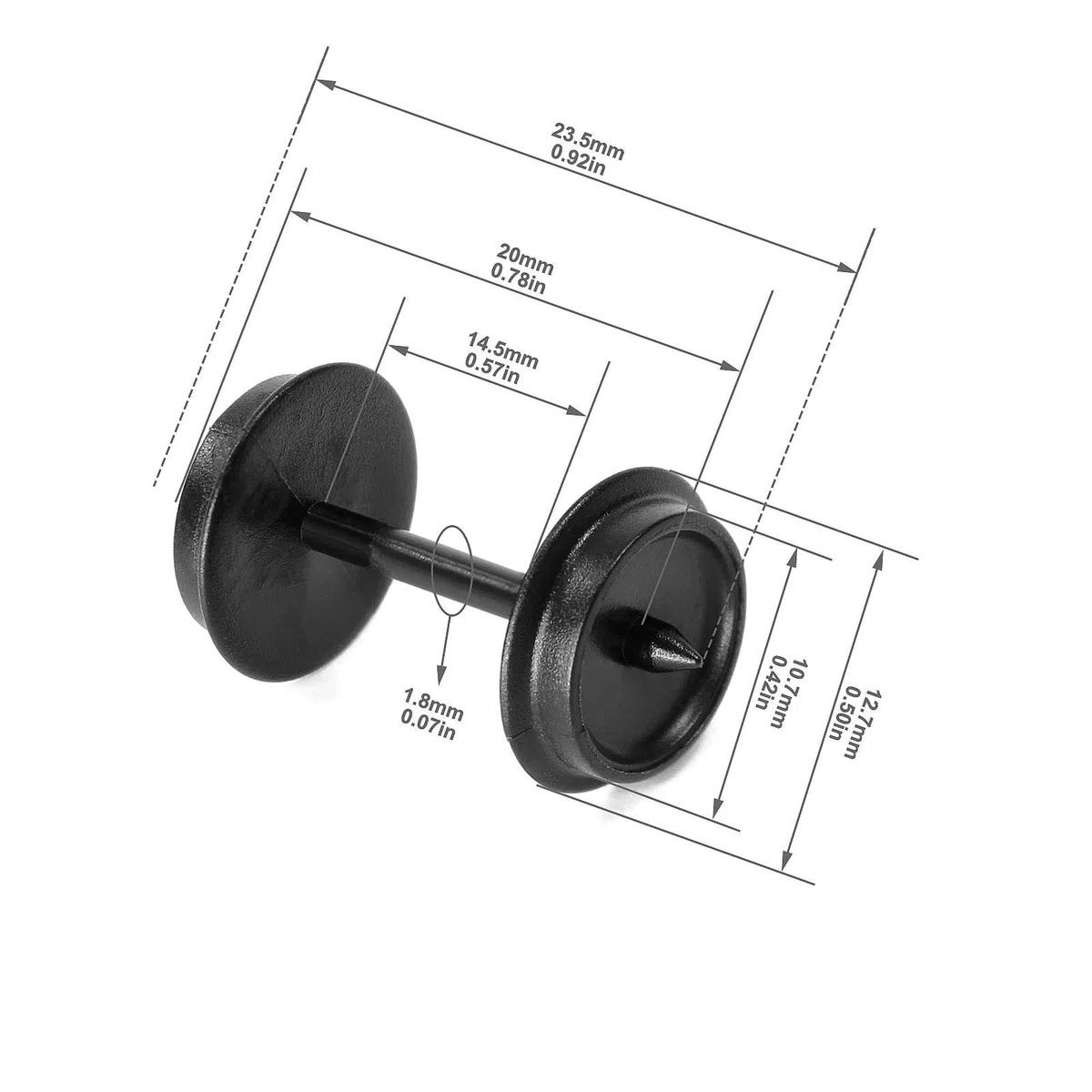 Evemodel Ruote in plastica Pom da 36'' in Scala Ho per modellini di Treni 1:87 Set di Ruote da 36".