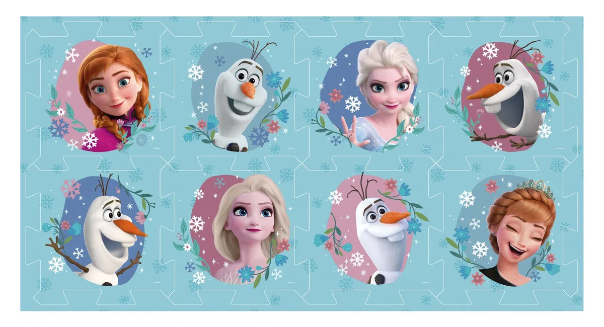 ARDITEX - Set di tappeti a forma di puzzle, realizzato in schiuma Disney Frozen - 111 x 57 cm - Colore azzurro