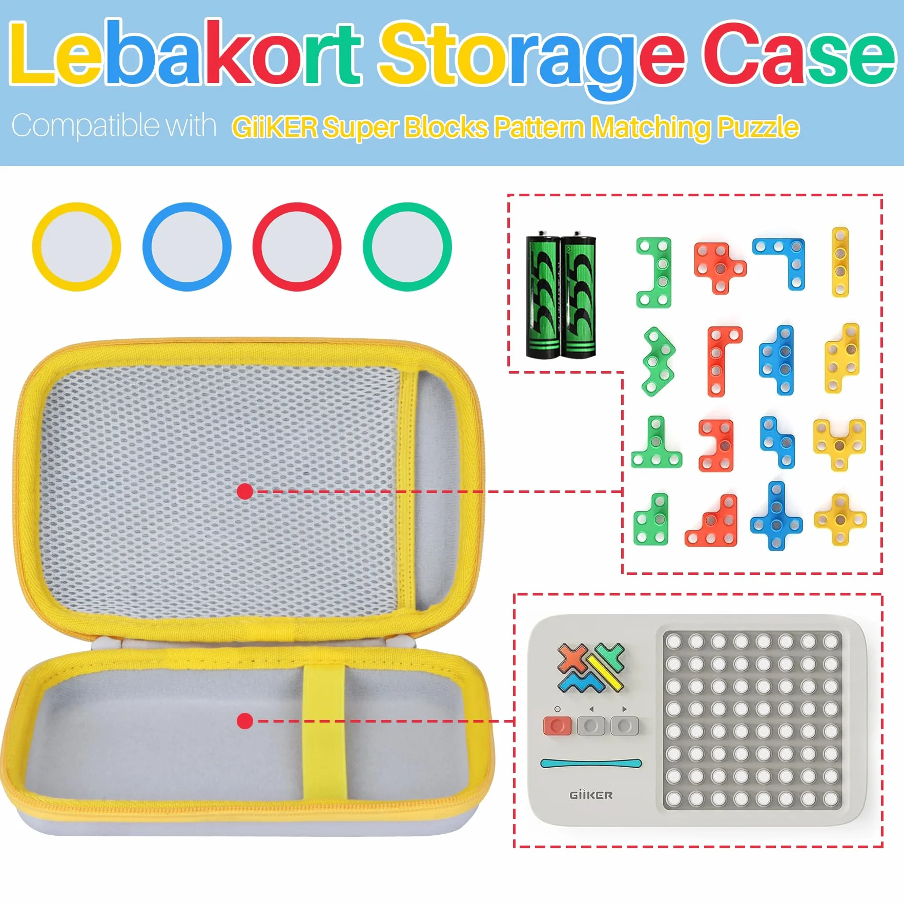 Lebakort ﻿Duro Viaggio Caso Custodia per Giochi Puzzle GiiKER Super Blocks (Bianco+Giallo)