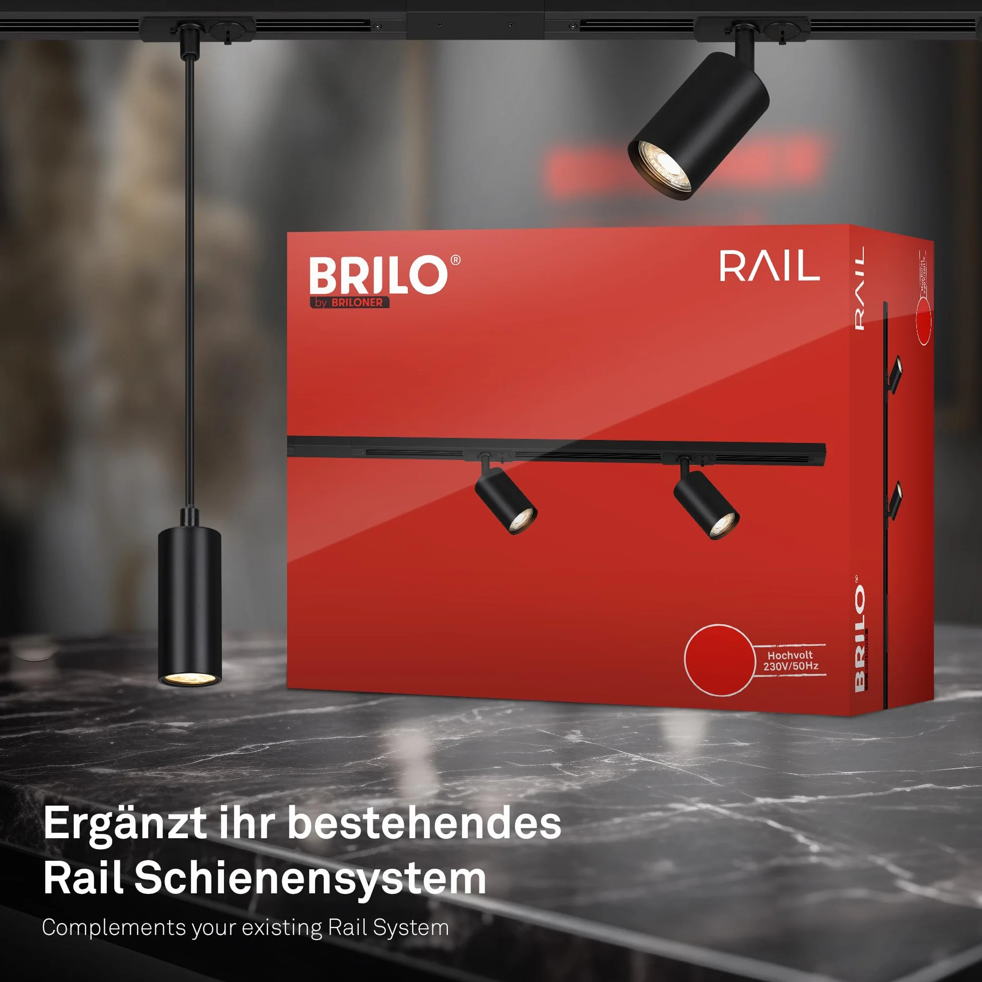 BRILONER - Sistema di binari di alimentazione, accessori, prolunga, 0,75 m, nero