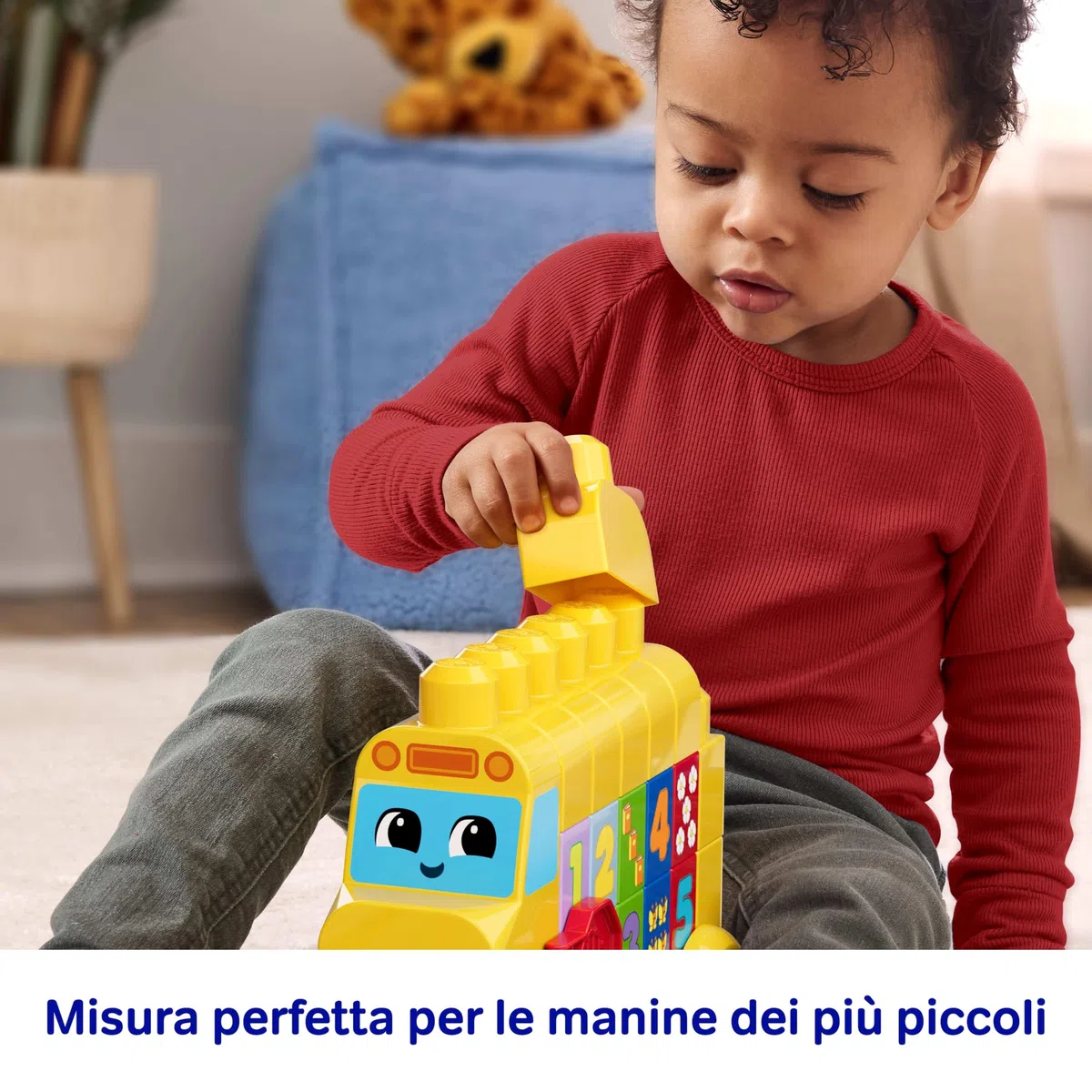 MEGA Bloks - Scuolabus Costruisci e Impara, Set con 45 Blocchi da Costruzione per Imparare i Numeri e a contare, scuolabus Giallo e Decorazioni Inclusi, 1+ Anni, JKG34