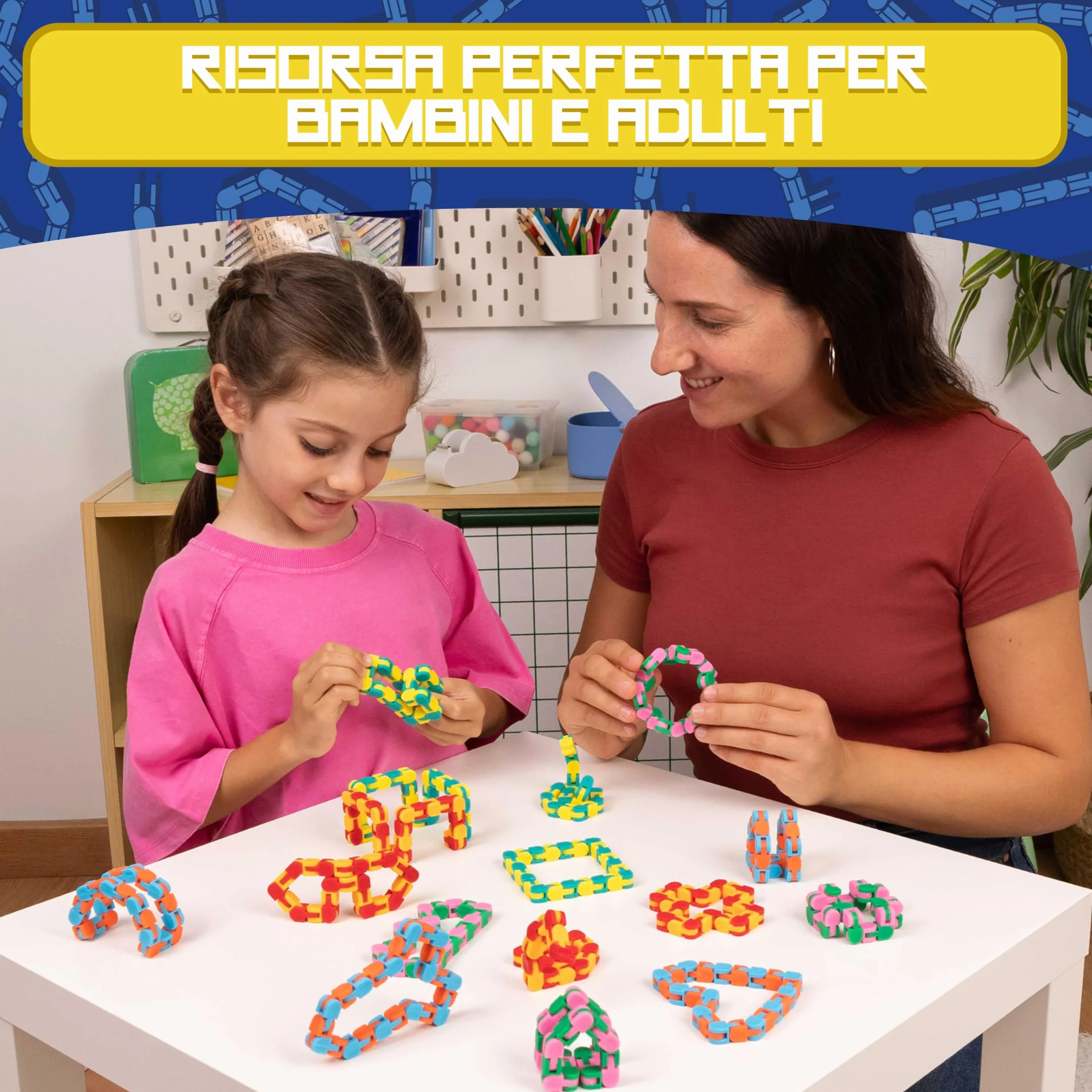 BONNYCO Wacky Tracks Confezione da 40 Catene Click 27 cm Antistress per Bambini 3-12 Anni. Gadget Compleanno Bambini, Fidget Toys, Regalini di Classe e Giochi Sensoriali Autismo