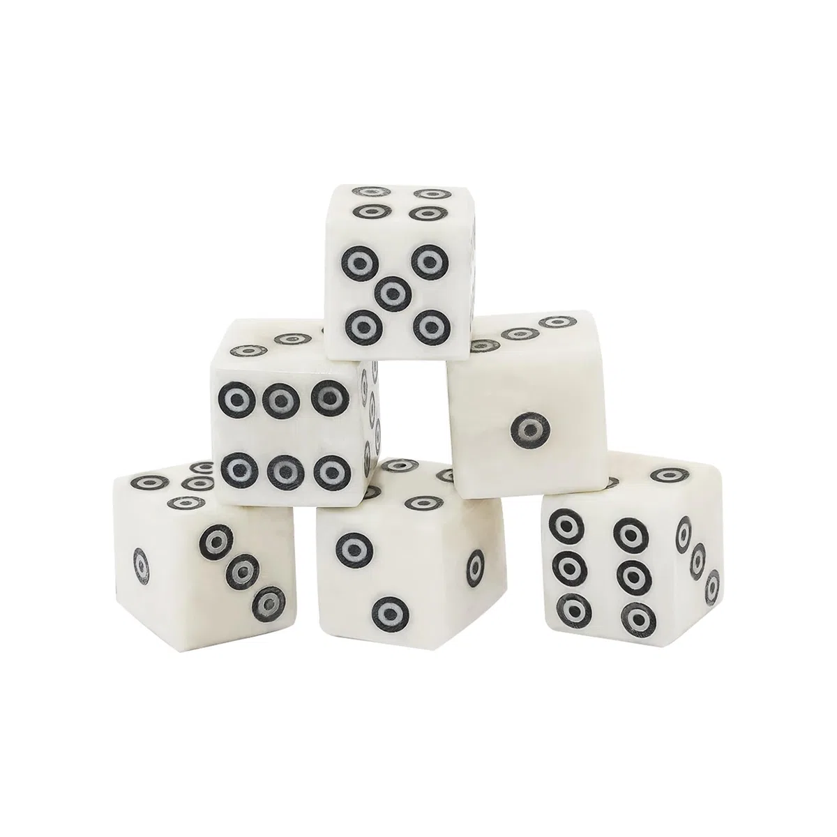 Set di 6 dadi vichinghi medievali in osso con puntini intarsiati, realizzati a mano in vero corno di bue, realizzati a mano per cosplay e LARP (osso naturale)