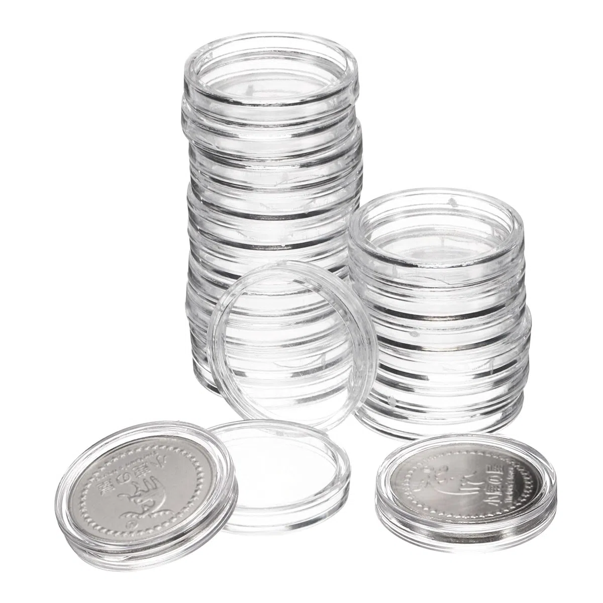 QUARKZMAN 20 Pz 22,5mm Portamonete per Dollaro D'Argento, Coperture in Capsula di Plastica per Monete, Contenitore Trasparente in Acrilico per La Raccolta di Monete rotondo