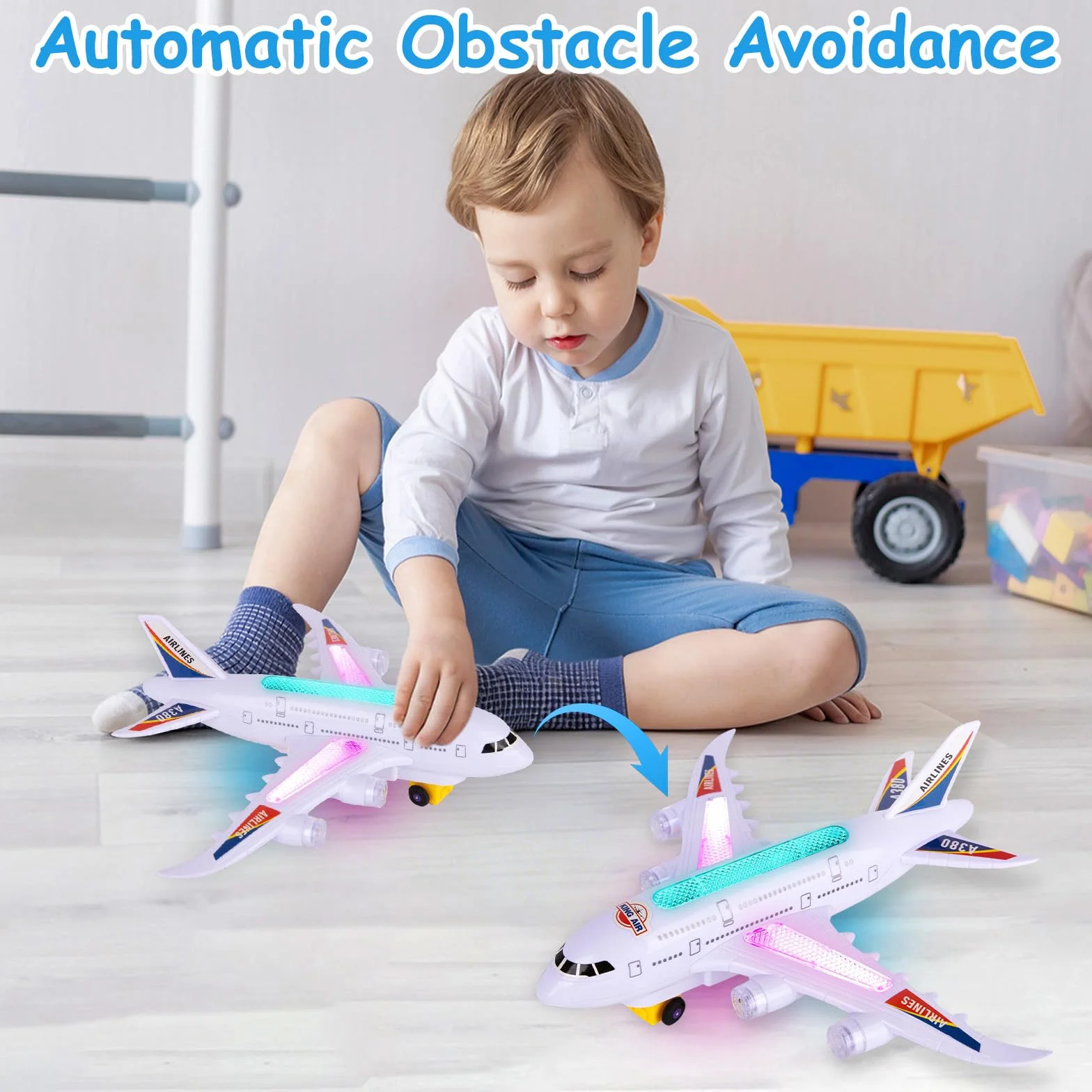 KATELUO Aereo Giocattolo con Luci e Suoni, Aeroplano Giocattolo Bambini, Funzione Bump and Go, Giocattoli Aereo per Ragazzi e Ragazze, Aeroplano di Giocattoli, Regalo di Compleanno per Bambini