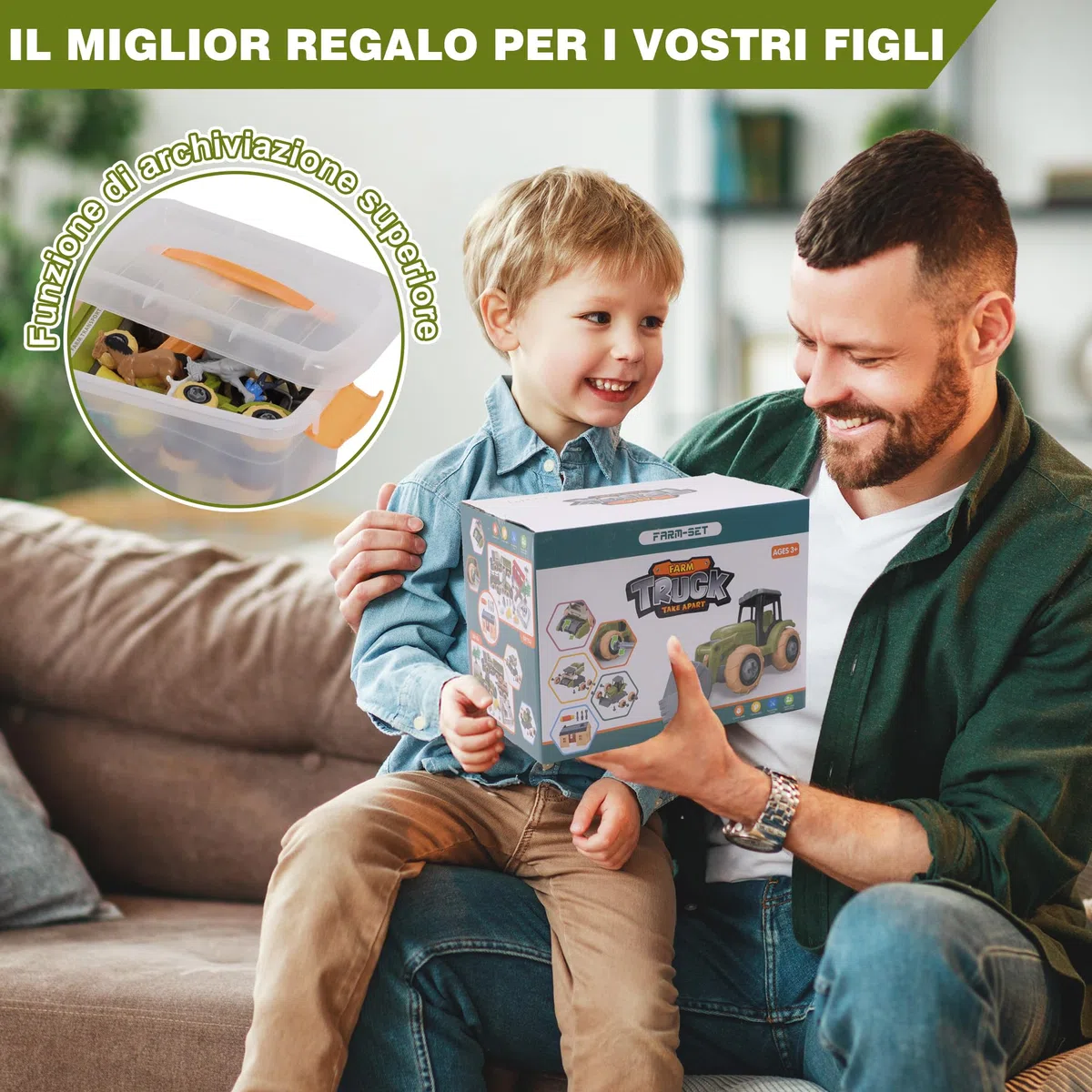 Herefun Set di Giochi della Fattoria con Trattore, Animali Fattoria per Bambini, Set di Giocattoli Animali della Fattoria, Fattoria Trattore Giocattolo, Giocattoli Educativi Regali Bambini 3 4 5+ anni
